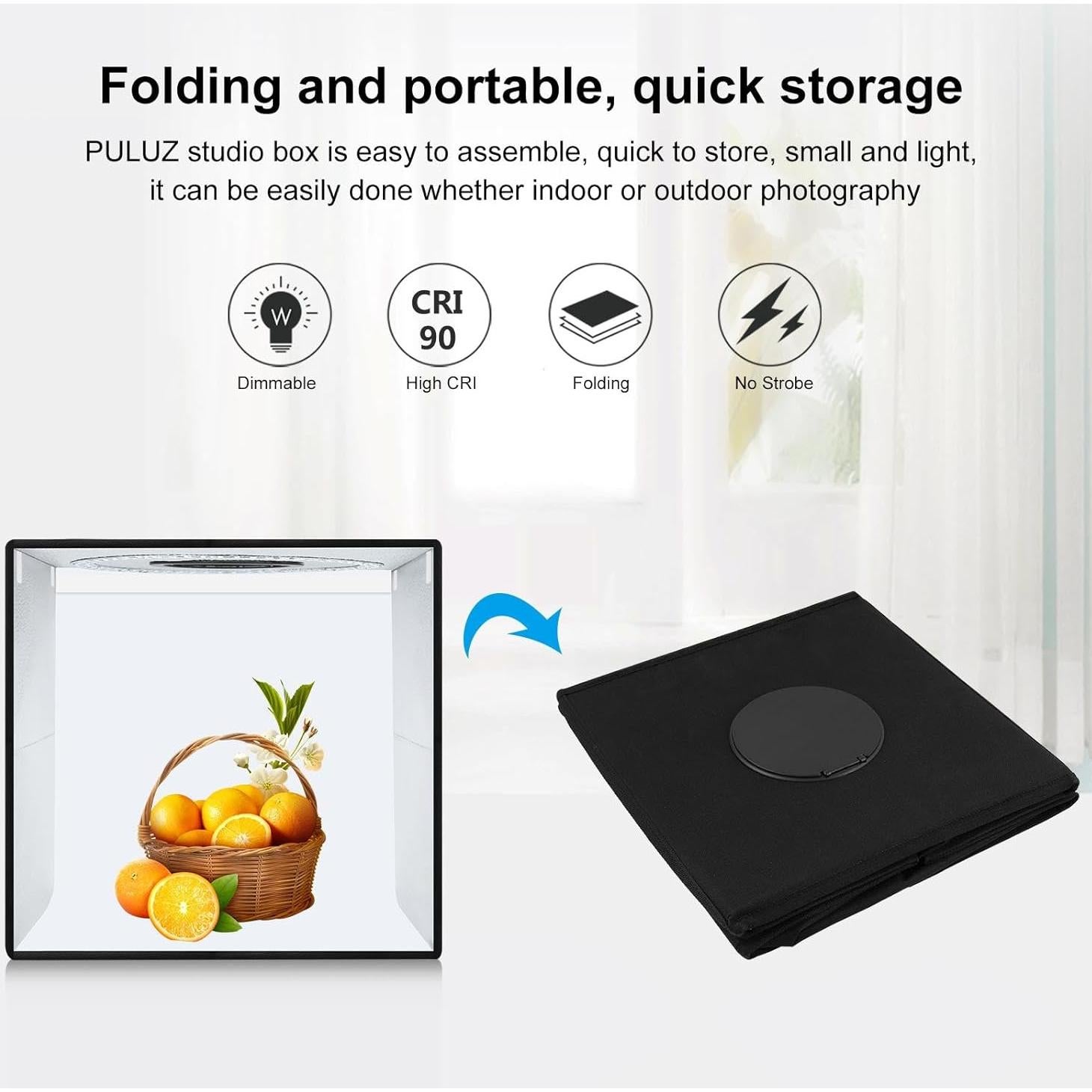 Caja de Luz Fotográfica PULUZ 50.8x50.8cm con 200 LED y 12 Fondos