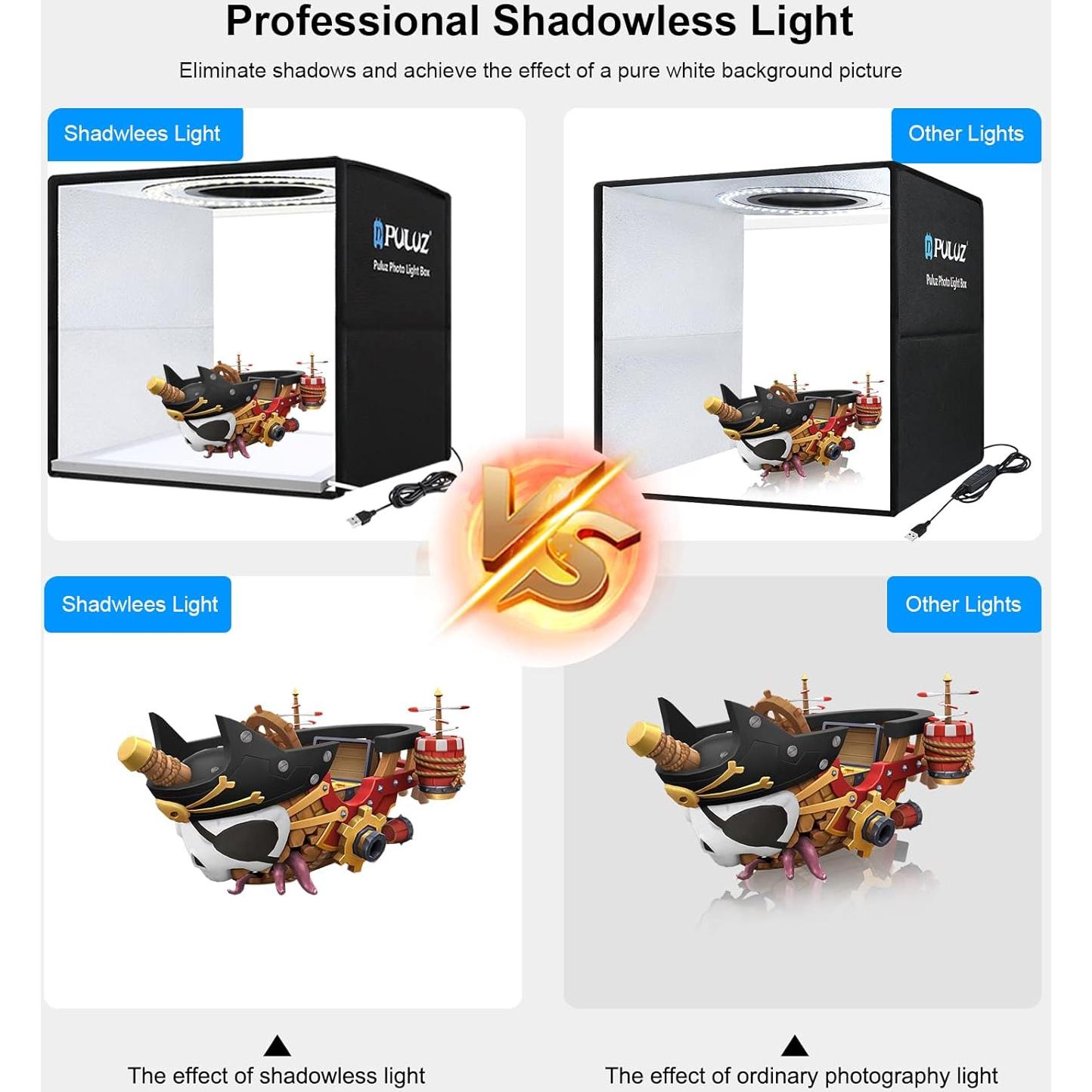 Panel de Luz LED Sin Sombra PULUZ 30x30cm USB-C para Fotografía