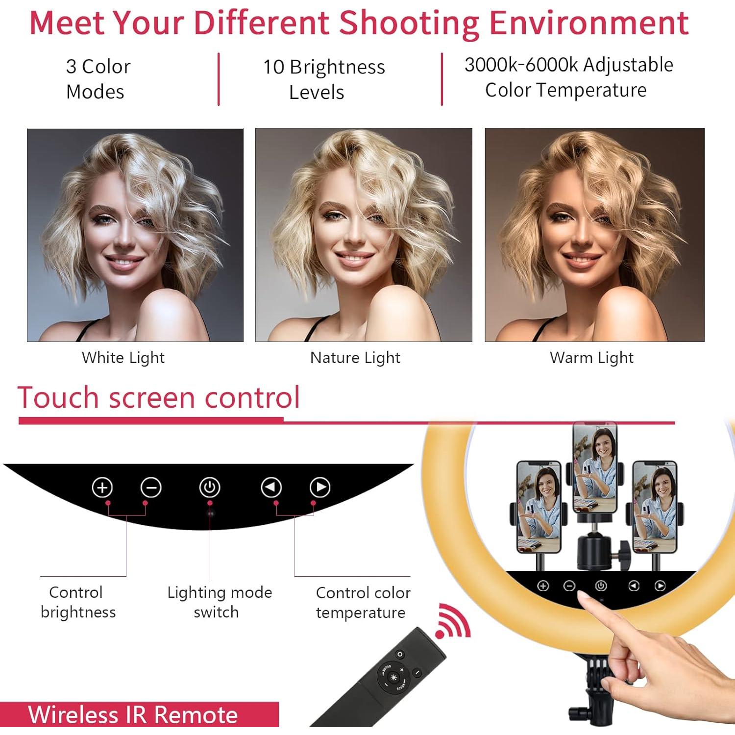 Anillo de Luz LED 18" EOTO LIGHT con Soporte y Control Remoto