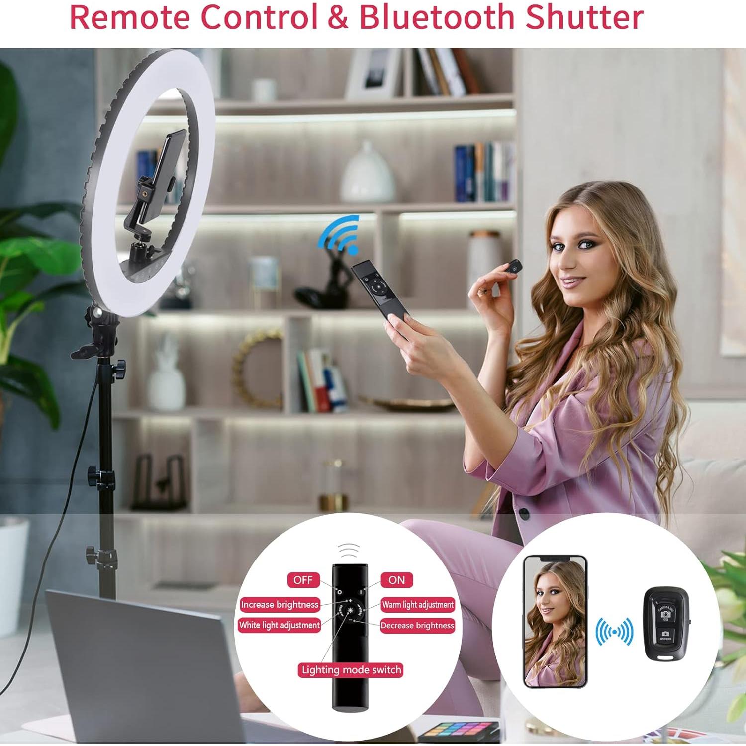 Anillo de Luz LED 18" EOTO LIGHT con Soporte y Control Remoto