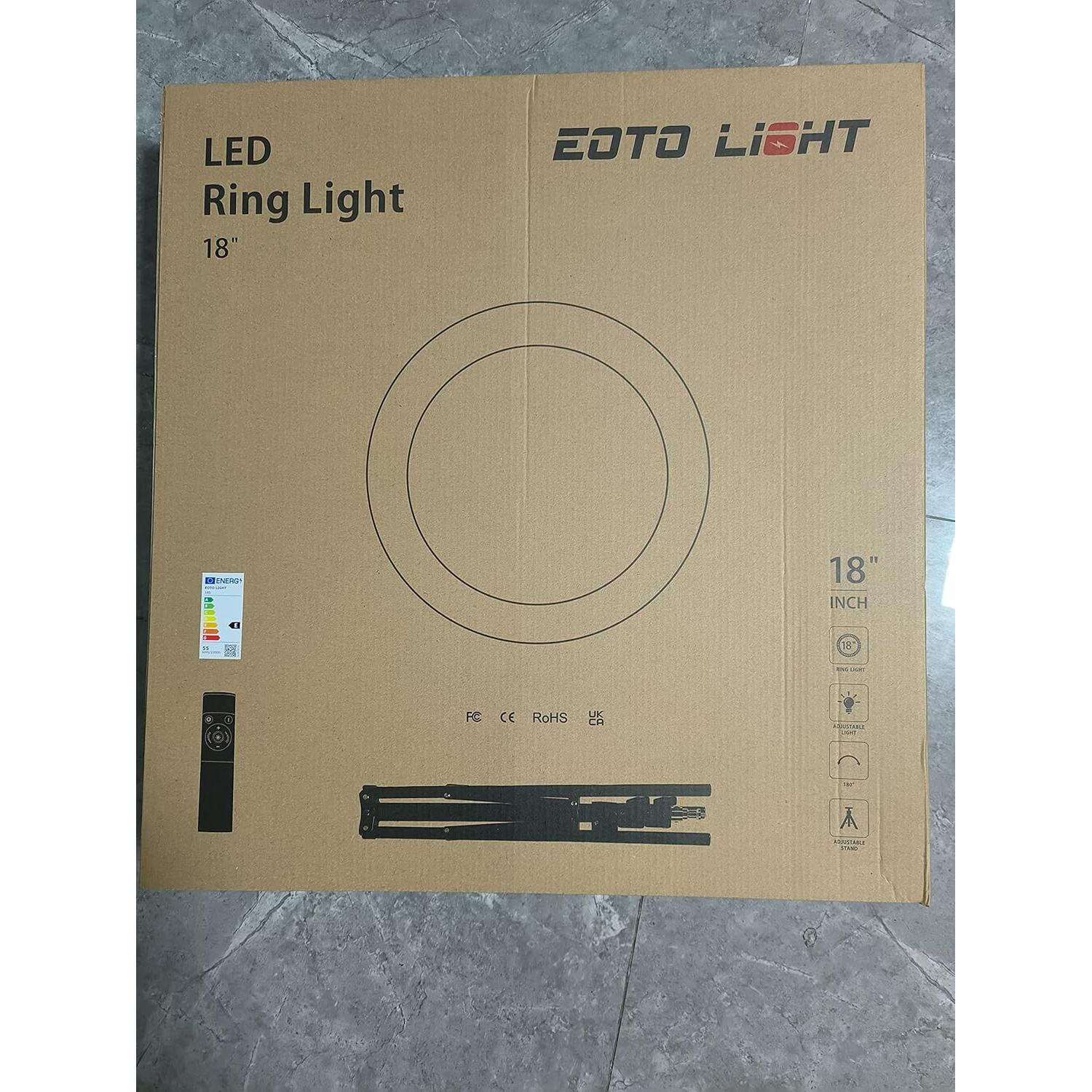 Anillo de Luz LED 18" EOTO LIGHT con Soporte y Control Remoto