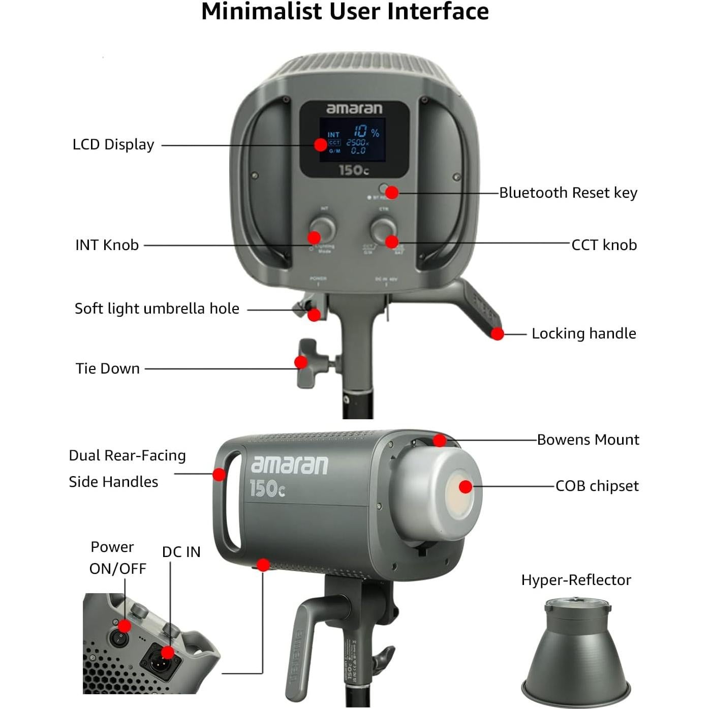 Aputure amaran 150c Luz de Video RGB 150W Montaje Bowens