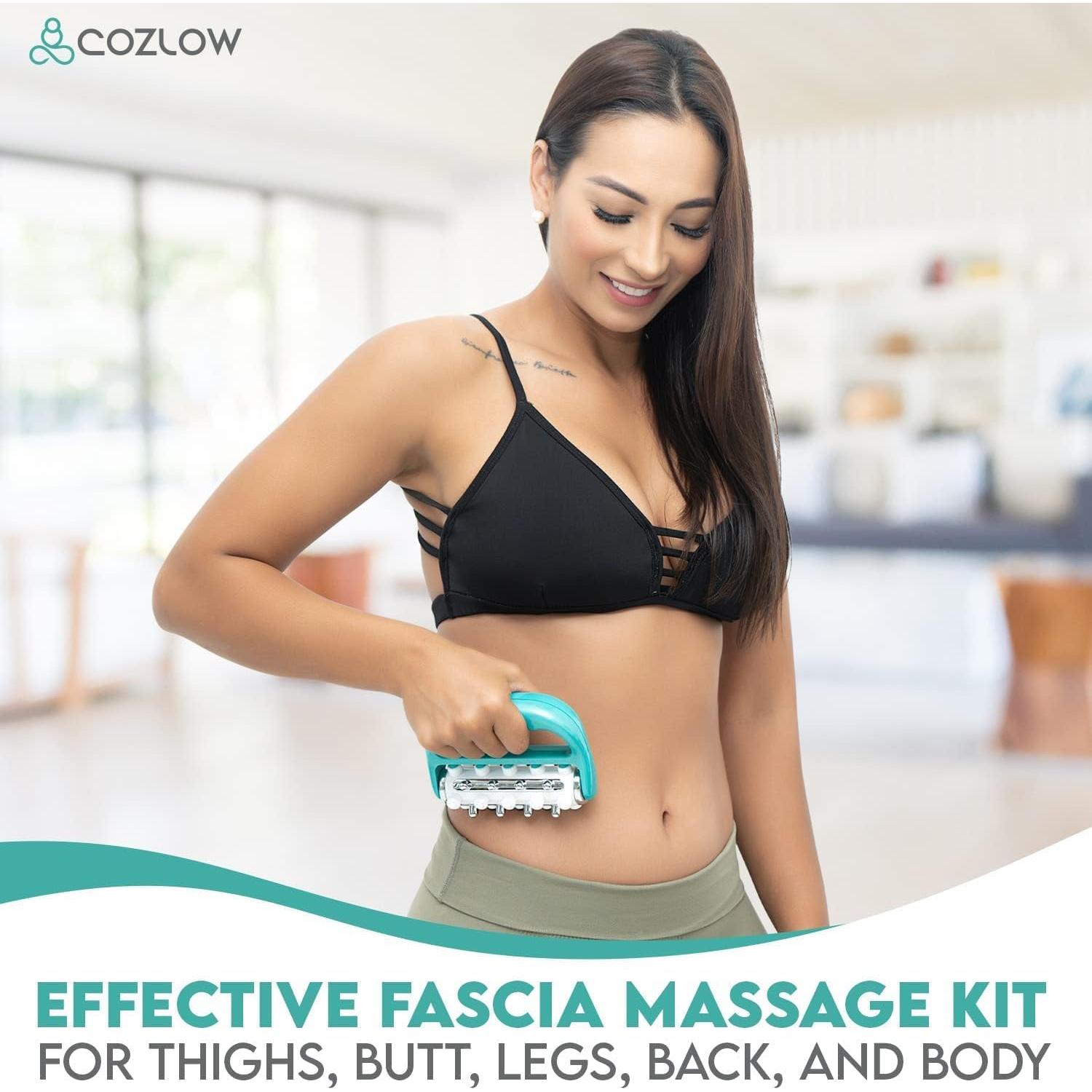 Kit de Rodillo Fascia 3 en 1 Cozlow para Celulitis y Masaje