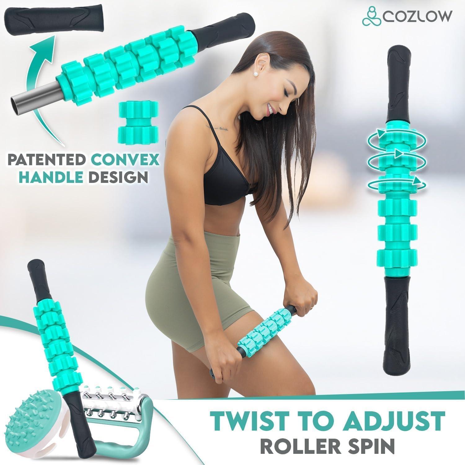 Kit de Rodillo Fascia 3 en 1 Cozlow para Celulitis y Masaje