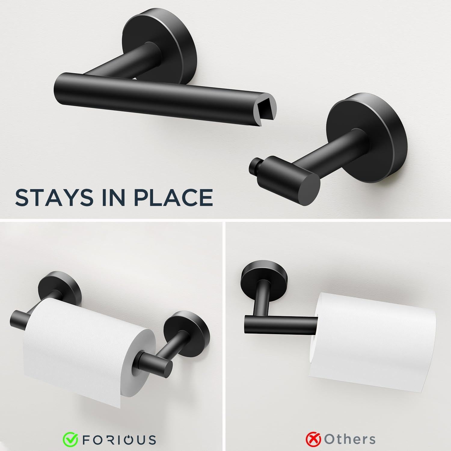 Juego de Accesorios de Baño FORIOUS 4 Piezas Negro Mate