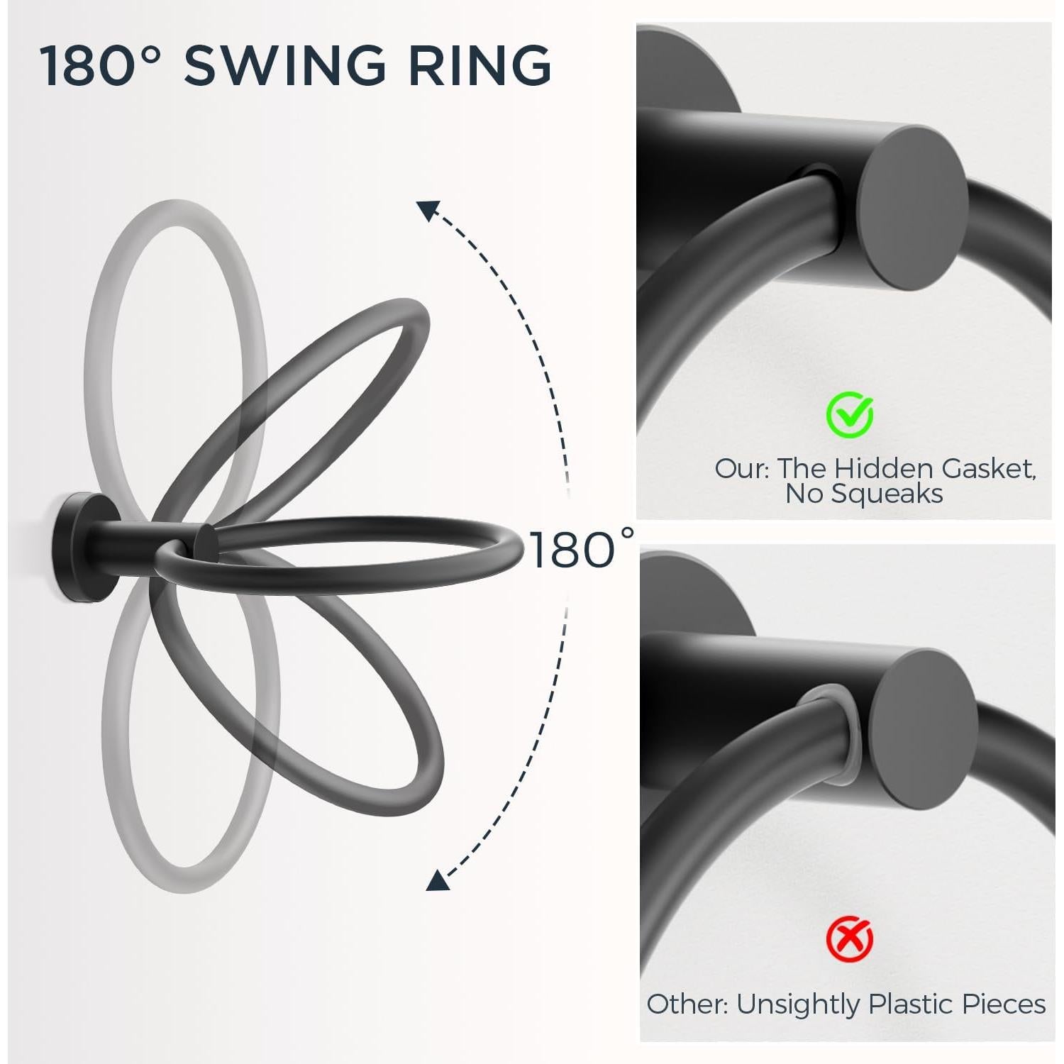 Juego de Accesorios de Baño FORIOUS 4 Piezas Negro Mate