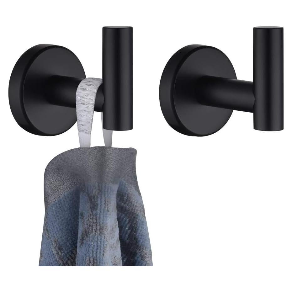 Gancho de Toalla JQK Negro Mate Acero Inoxidable 2 Piezas
