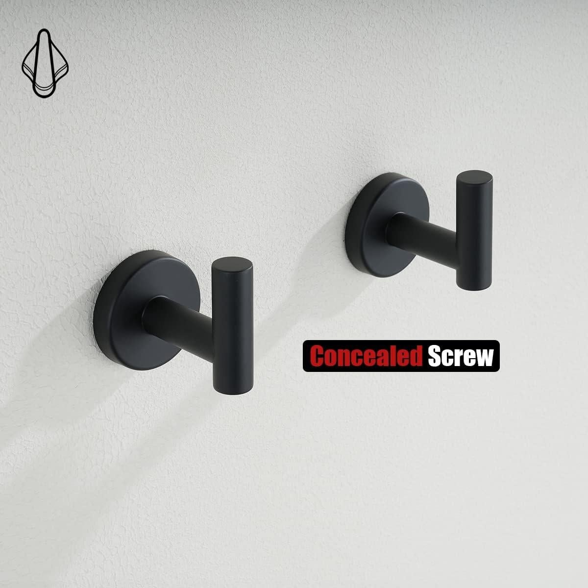 Gancho de Toalla JQK Negro Mate Acero Inoxidable 2 Piezas