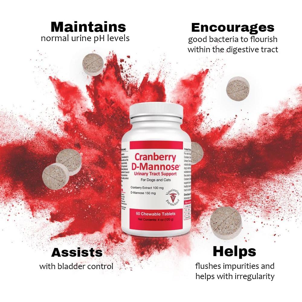 Suplemento D-Mannosa Arándano 60 Tabletas Mascotas Salud Urinaria