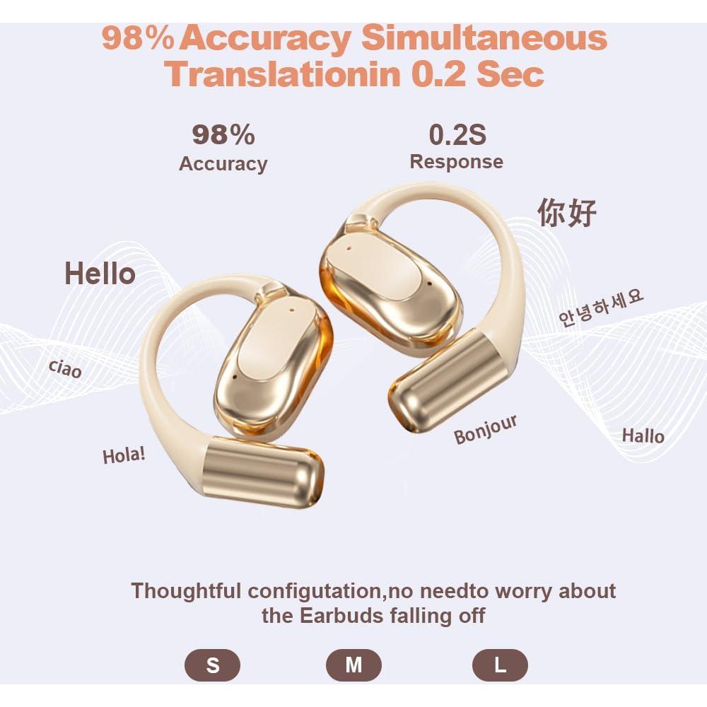 Auriculares Traductores Bluetooth ENGFYADSY 3-en-1 Piel 144 Idiomas