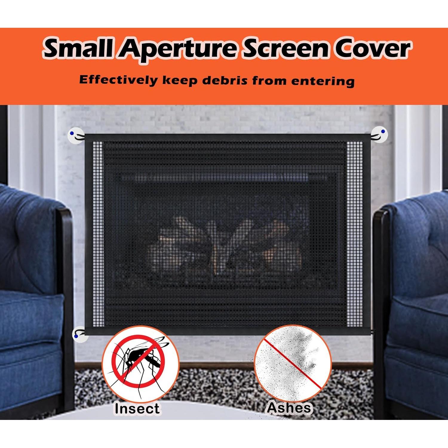 Pantalla de Chimenea LWFCOEE 91x76 cm Malla de Seguridad Negra