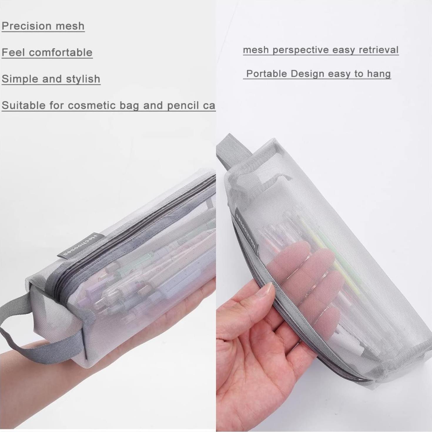 Bolsa Cosmética de Malla GIDARY 2PCS Negro y Gris 21x7.5x6cm