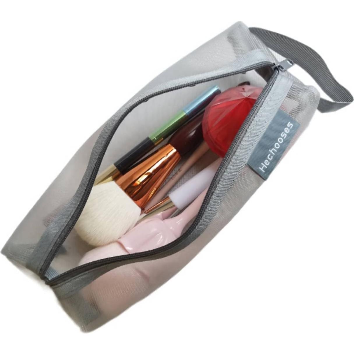 Bolsa Cosmética de Malla GIDARY 2PCS Negro y Gris 21x7.5x6cm