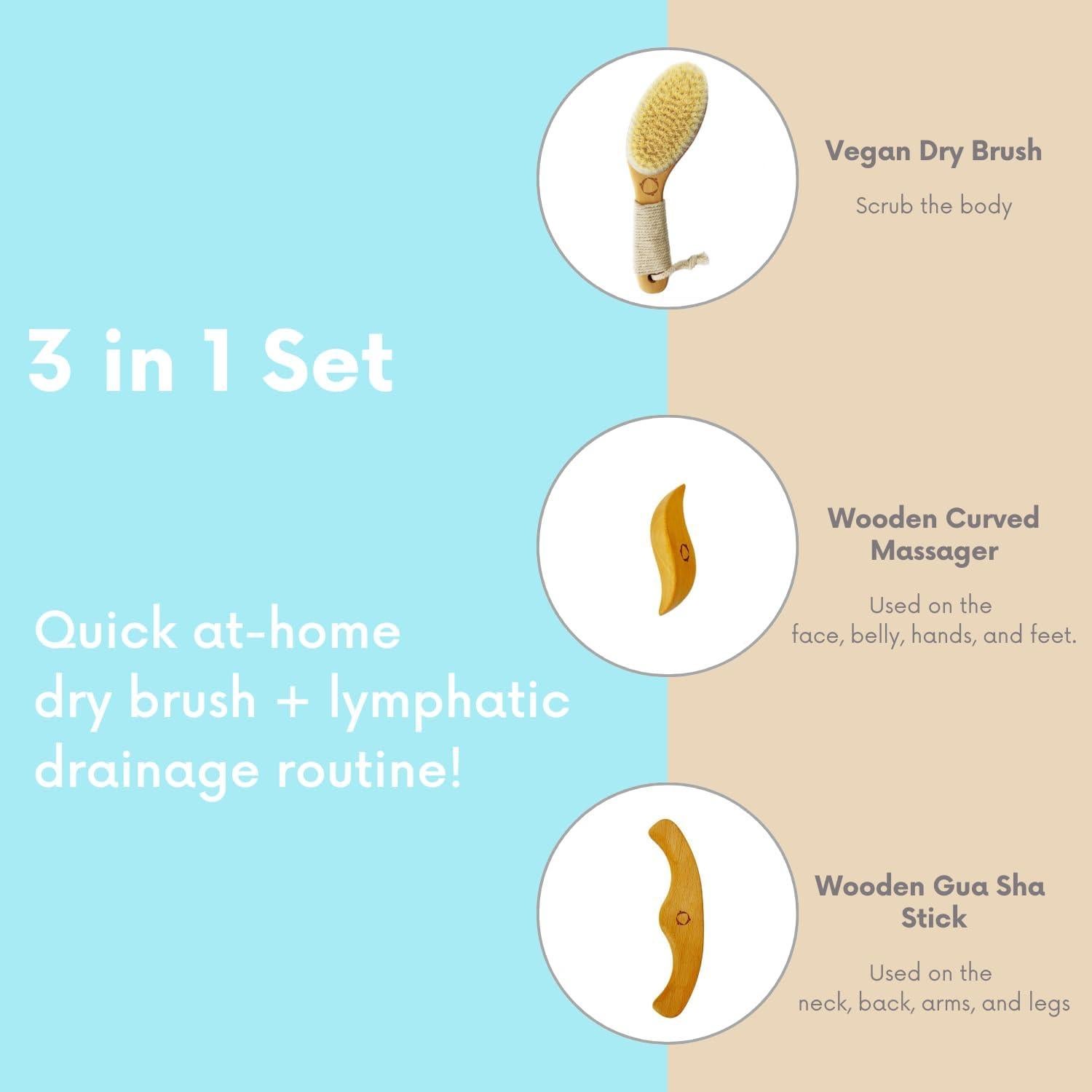 Cepillo Seco Vegano RECURECARE + Kit de Masaje 3 en 1