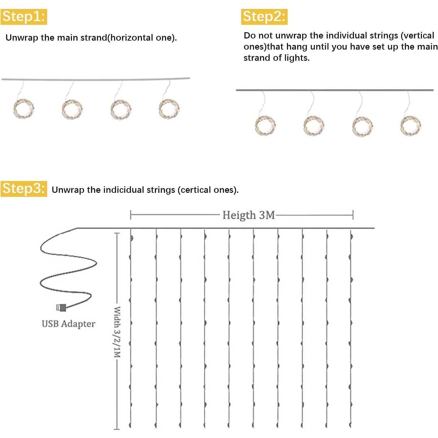 Cortina de fondo blanca con luces 3.05x3.05m para fiestas