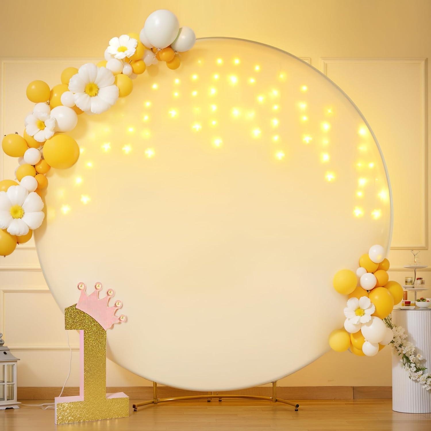 Cubierta de fondo circular marfil 2.2m con luces LED para eventos