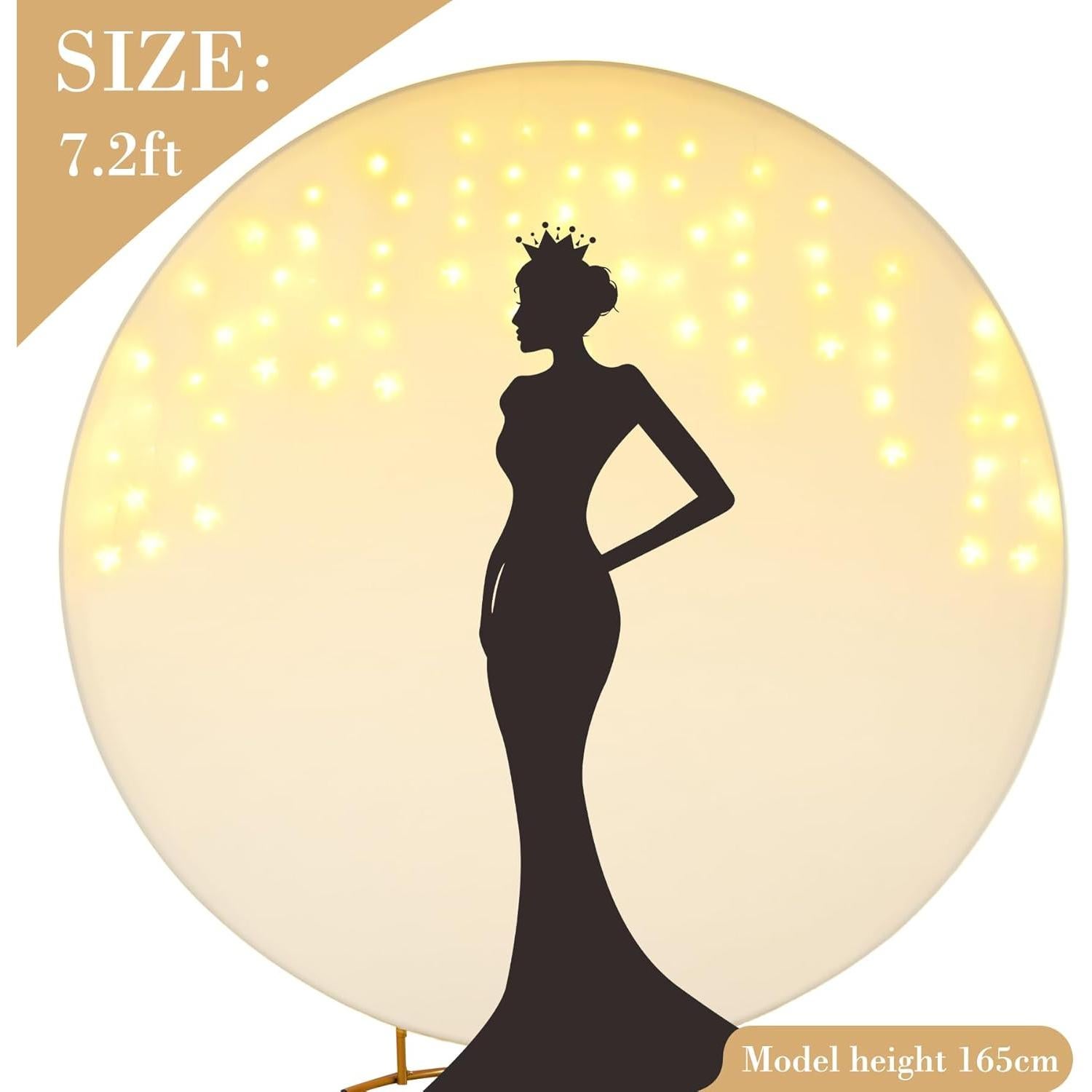 Cubierta de fondo circular marfil 2.2m con luces LED para eventos