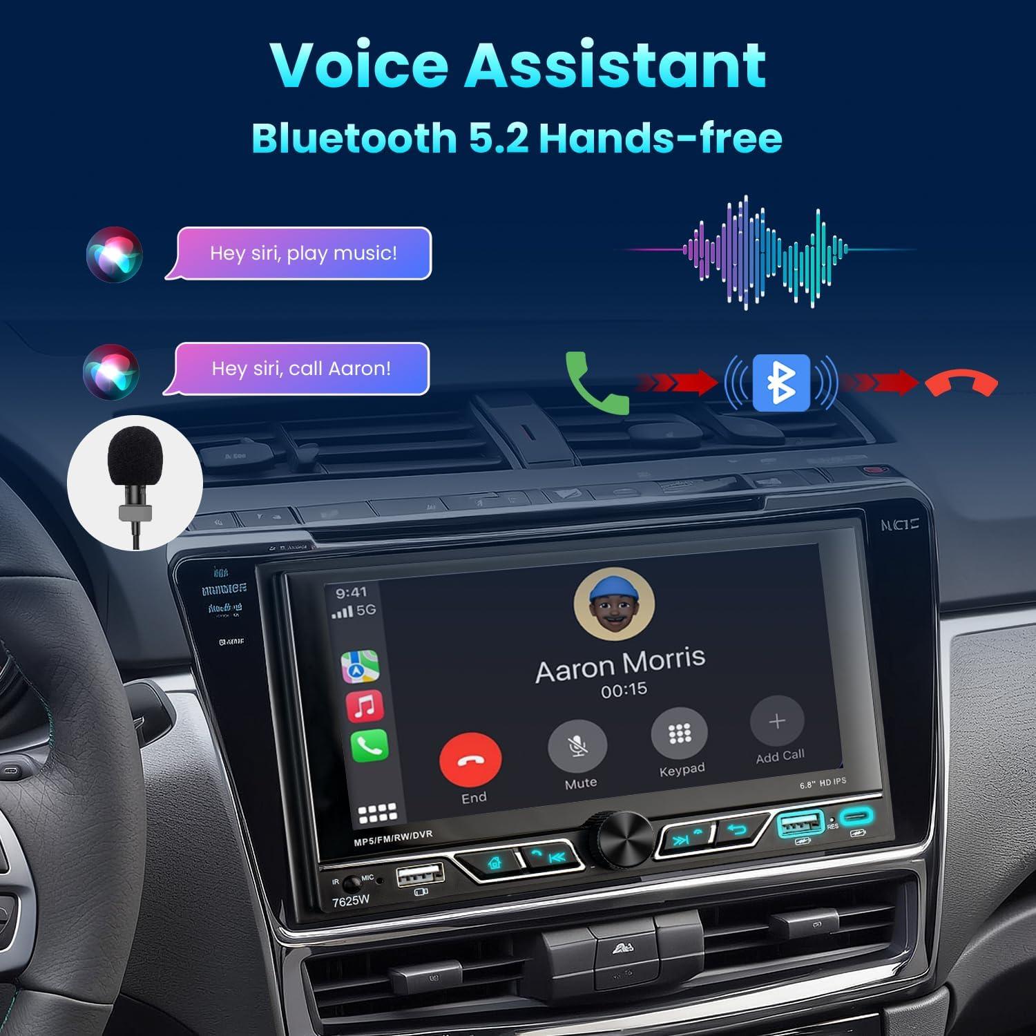 Estéreo de coche Alondy Doble Din 6.8" Bluetooth CarPlay