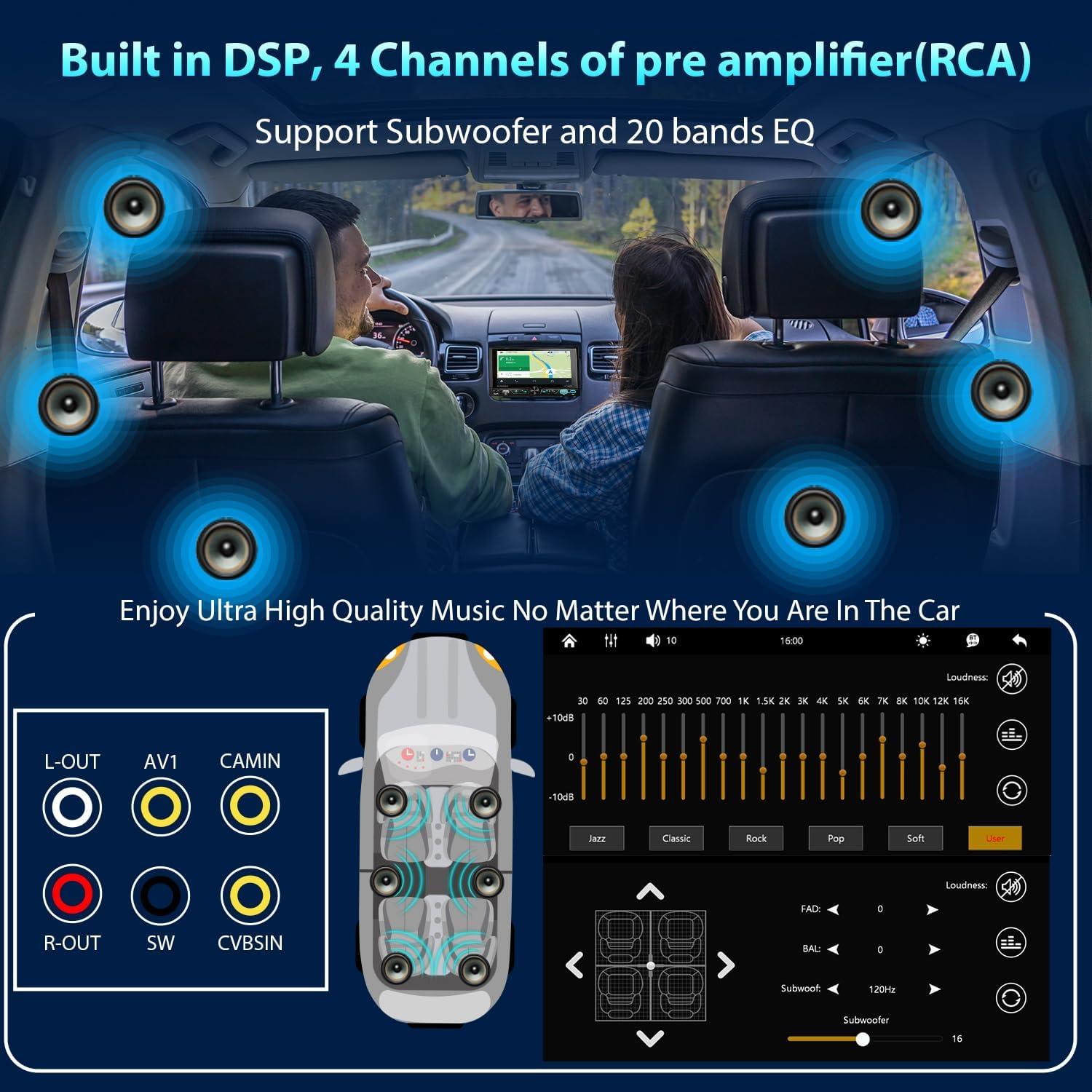 Estéreo de coche Alondy Doble Din 6.8" Bluetooth CarPlay