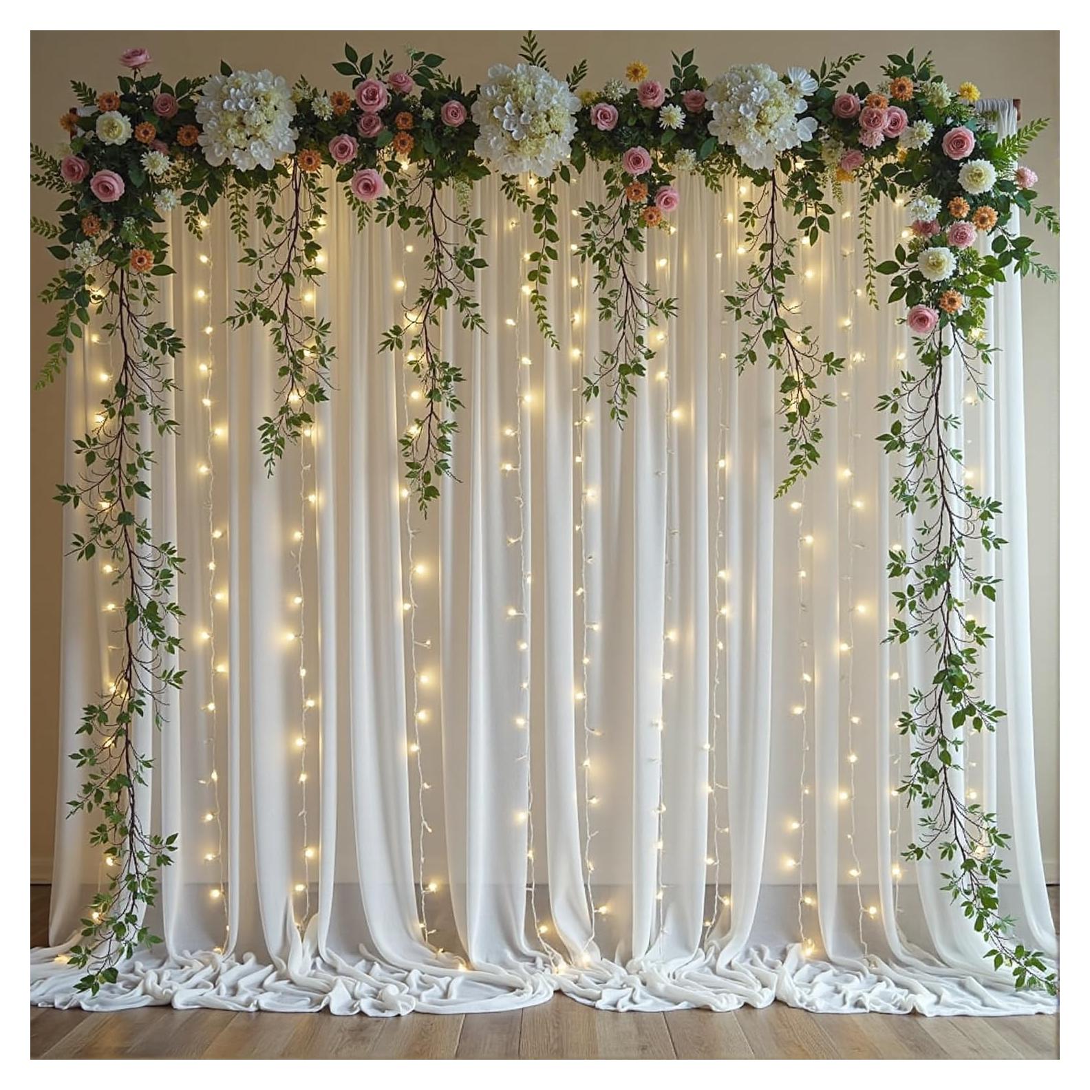 Cortina de Tul Blanca con Luces LED Realparkly 3m x 2.4m