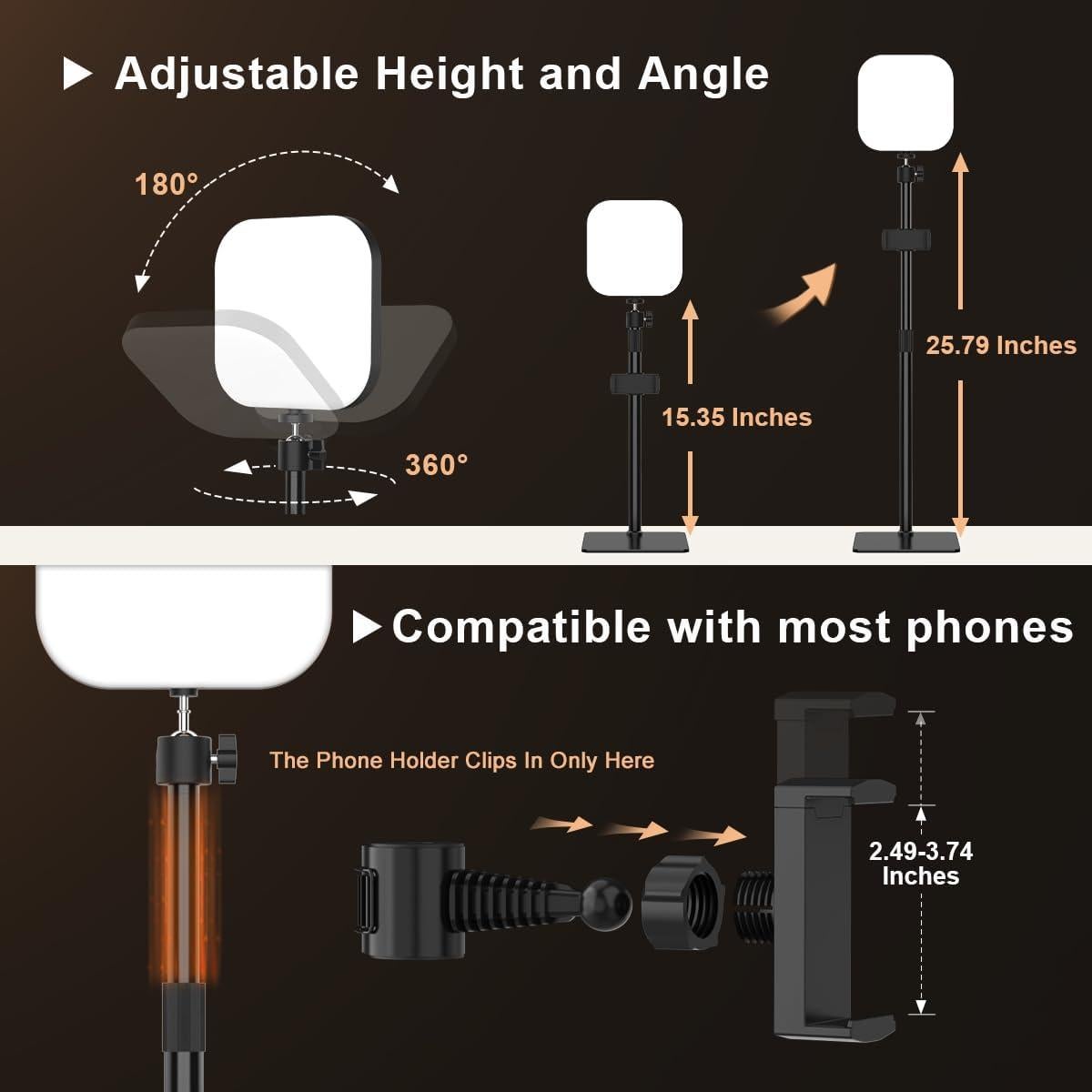 Luz de Video LED Mojimdo ZLC1801-BK para Videoconferencias