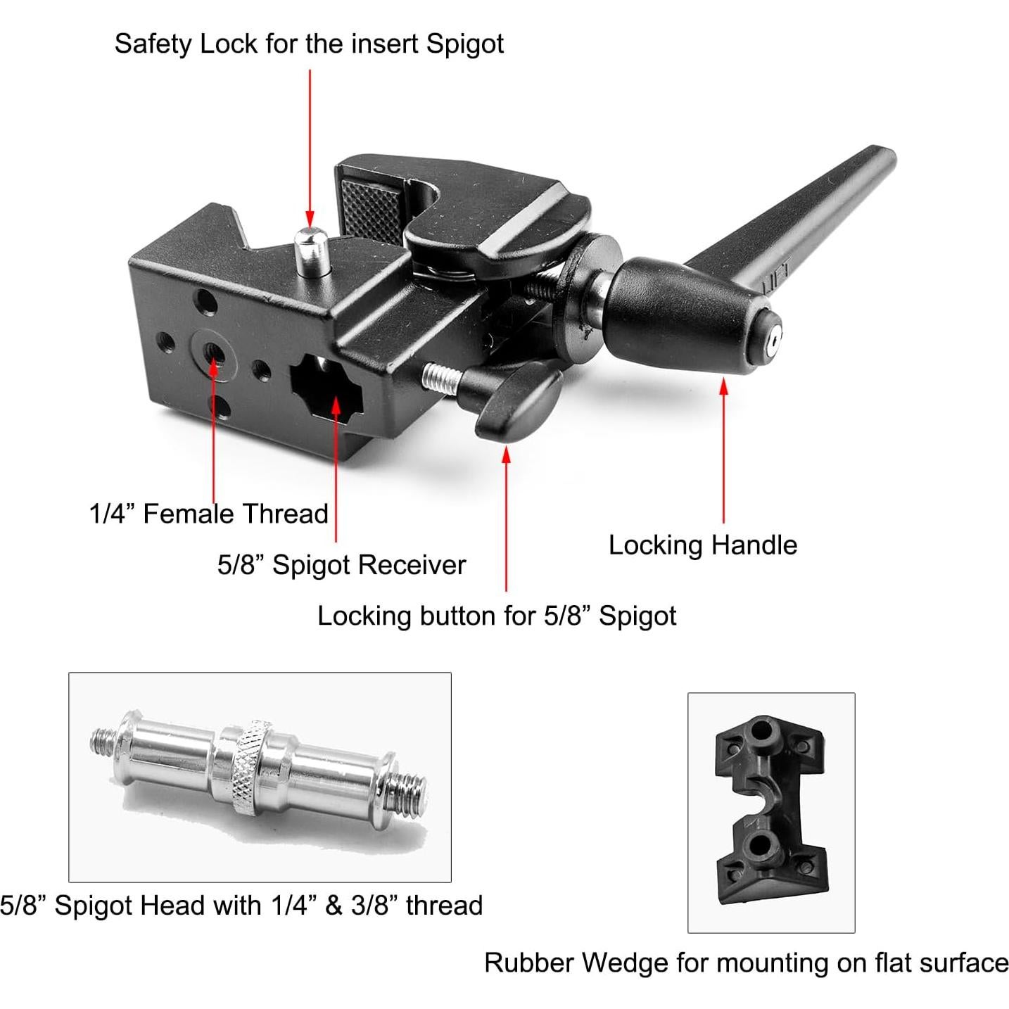 Super Clamp PHOCUS para Estudio Fotográfico 15kg 5/8"