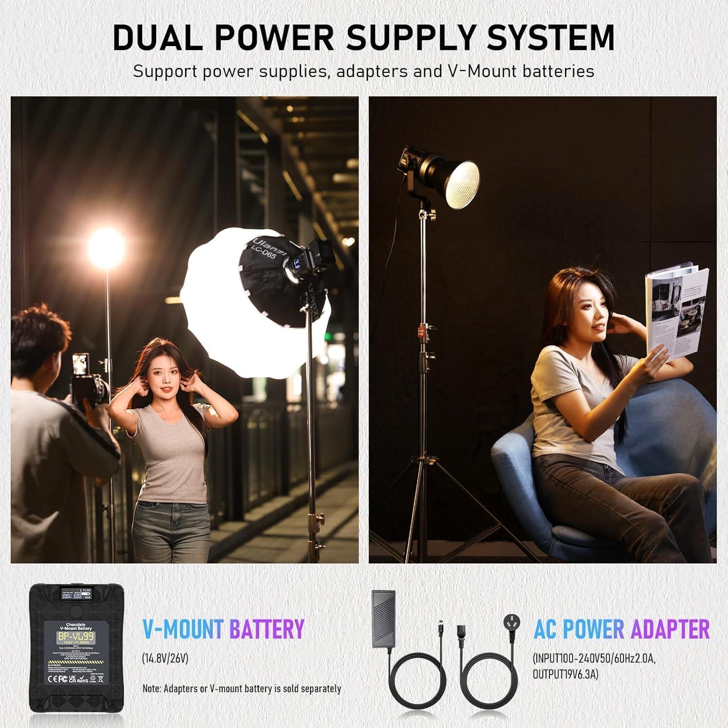 Luz de Video ULANZI 120W Bi-Color COB con Montura Bowens