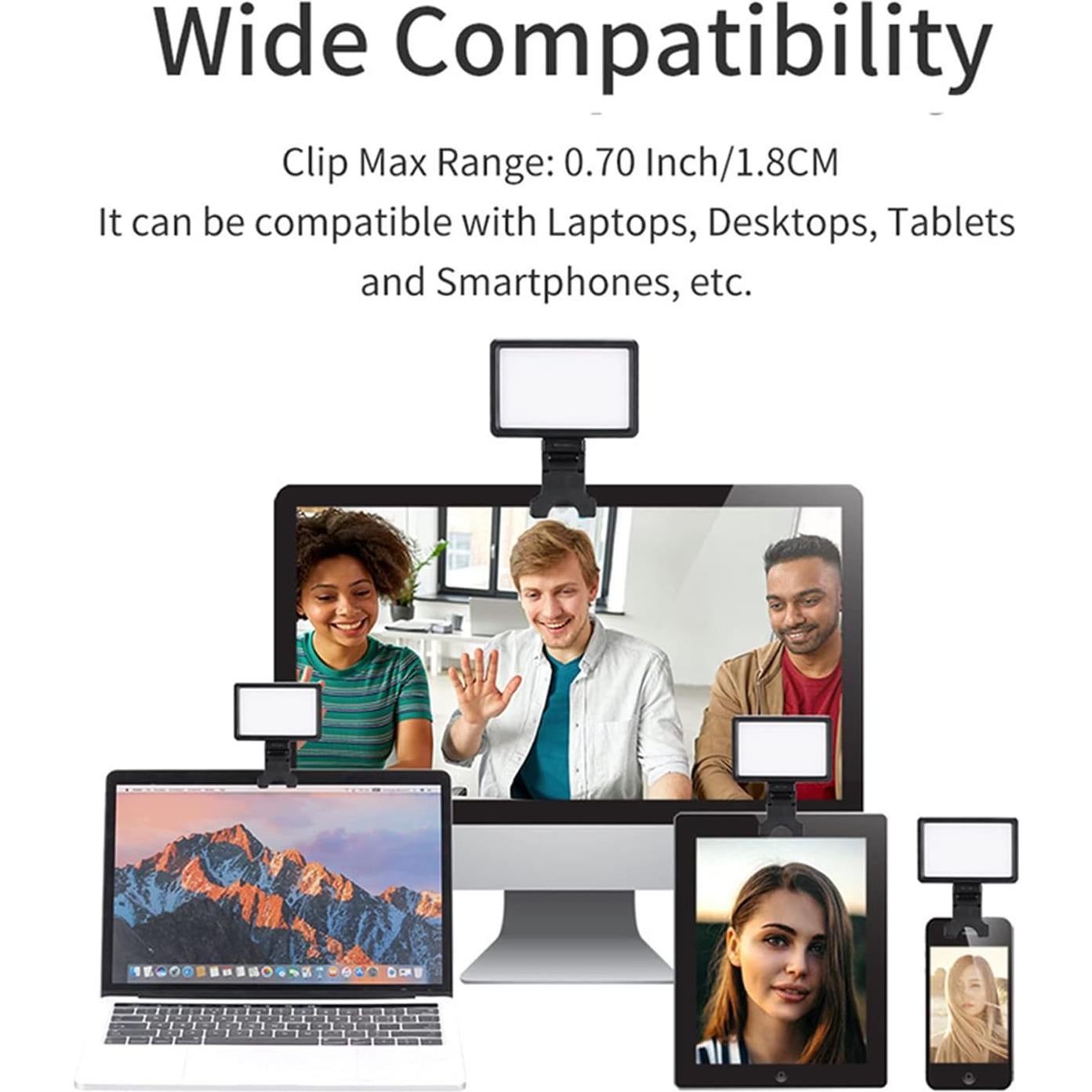 Luz de Selfie Portátil King Ma LED Clip-On 3 Modos 220 LUX