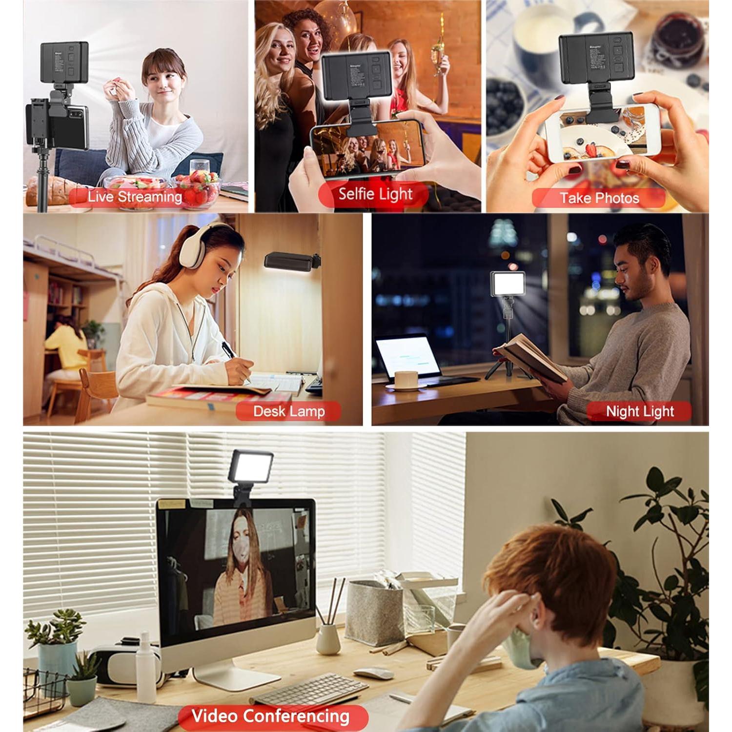 Luz de Selfie Portátil King Ma LED Clip-On 3 Modos 220 LUX