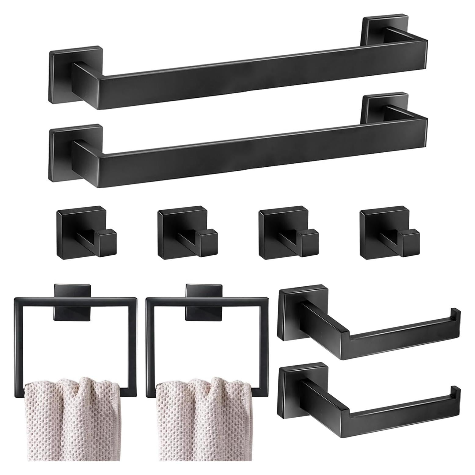 Juego de Accesorios de Baño 10 Piezas Seeawea Negro Mate
