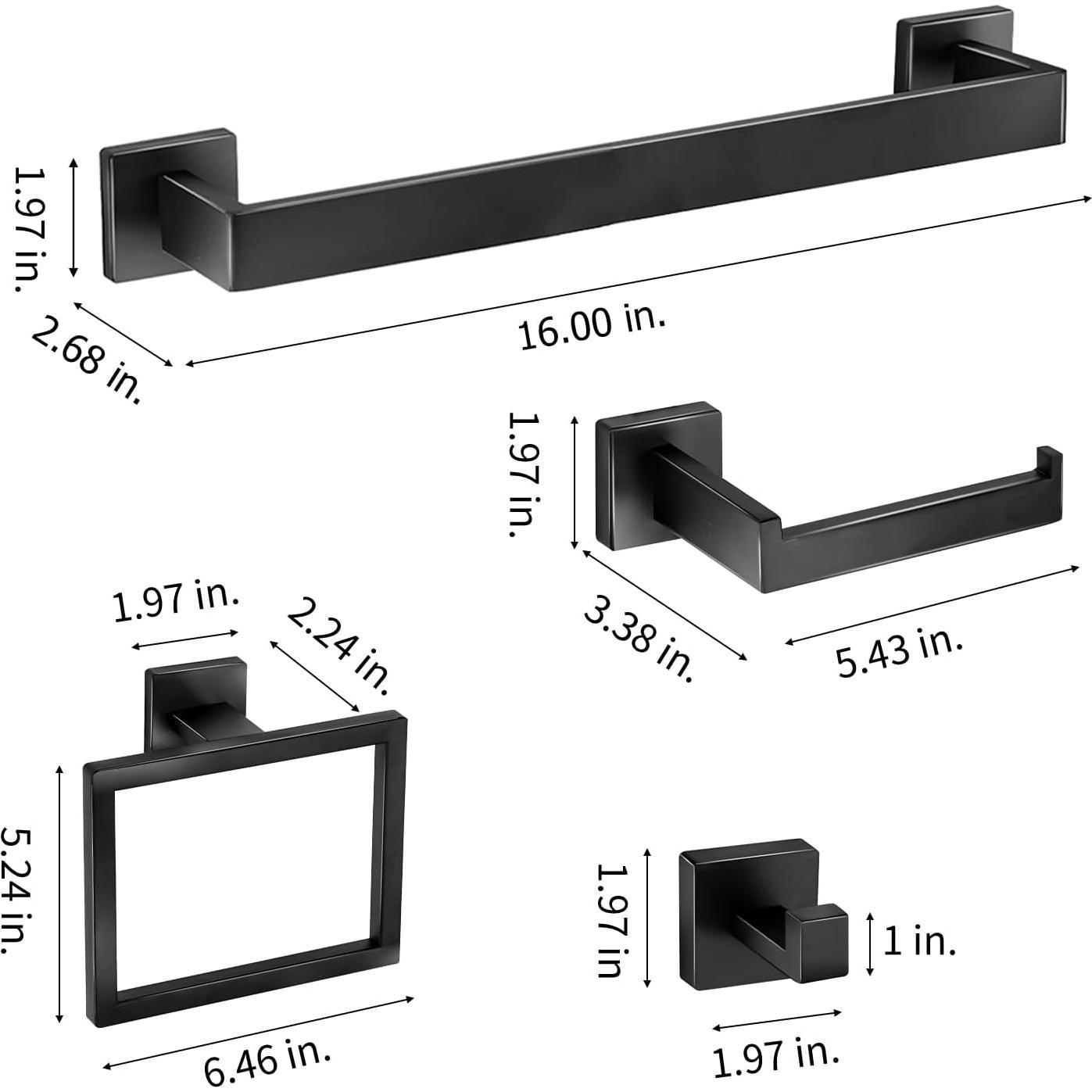 Juego de Accesorios de Baño 10 Piezas Seeawea Negro Mate