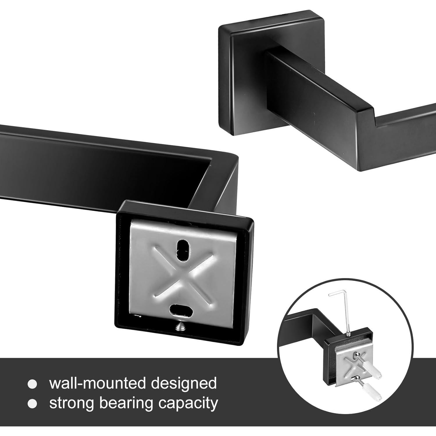 Juego de Accesorios de Baño 10 Piezas Seeawea Negro Mate