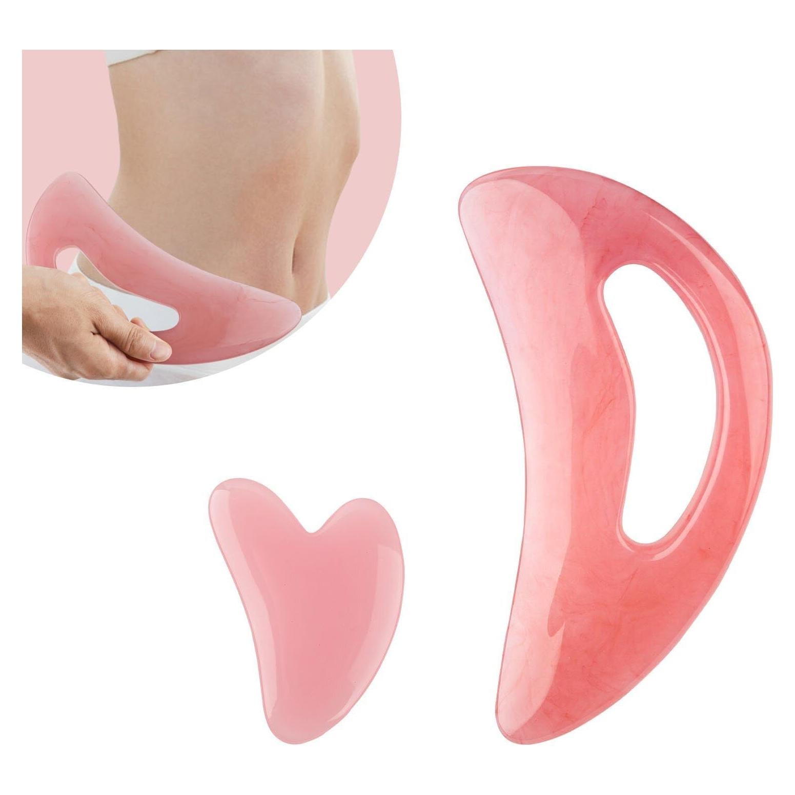 Herramienta Gua Sha Grande FDKJEJC Rosa para Cuerpo y Cara