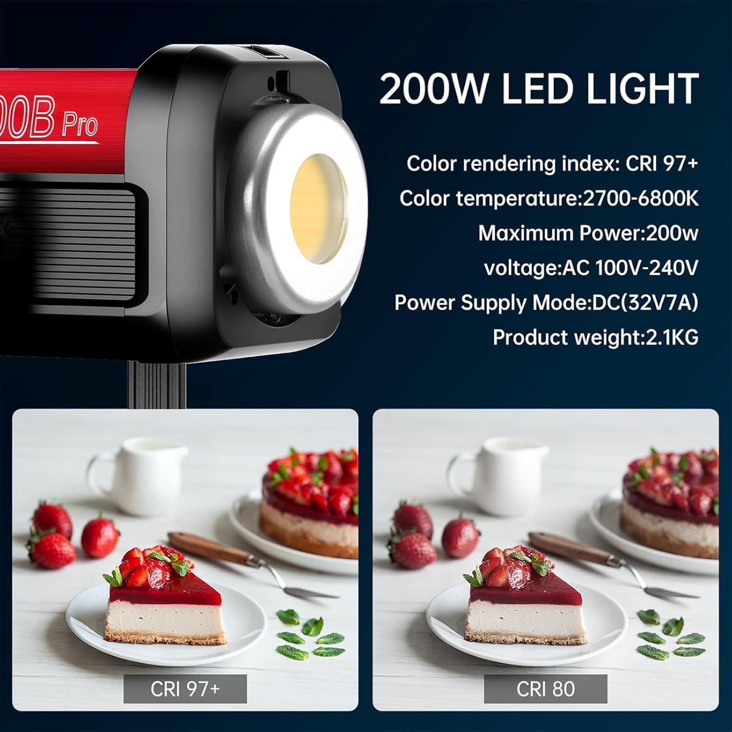 Kit de Iluminación Continua GVM PRO200B 200W con Control DMX