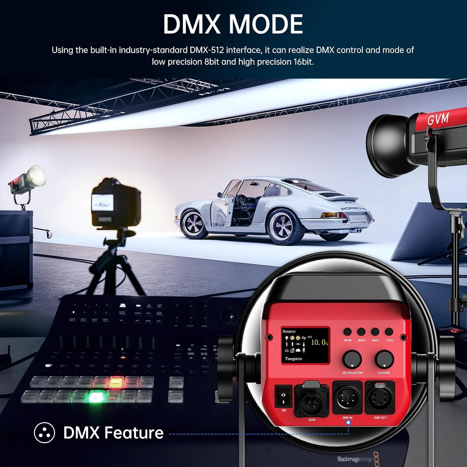 Kit de Iluminación Continua GVM PRO200B 200W con Control DMX