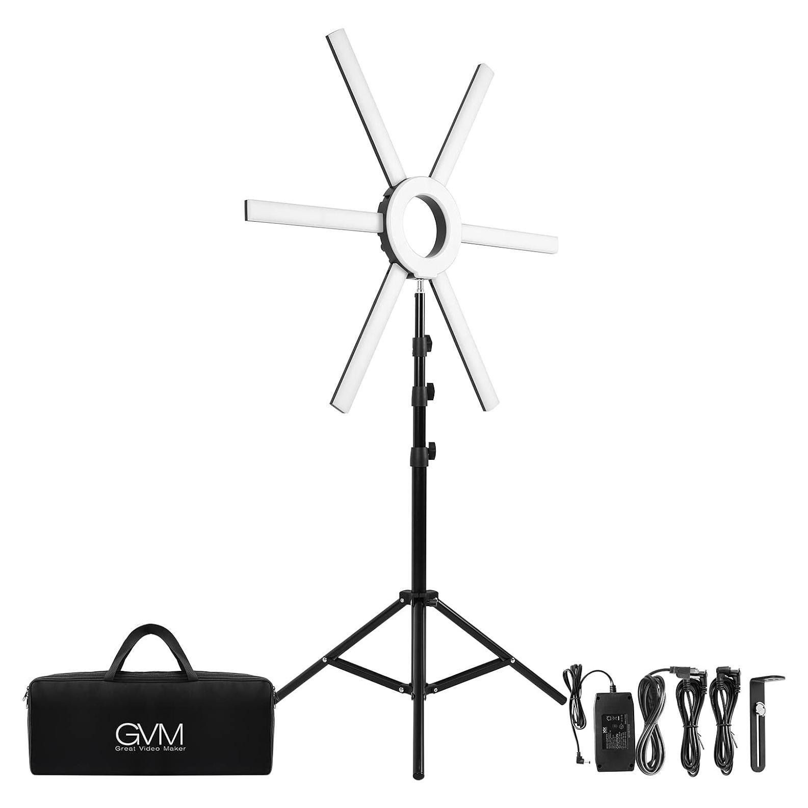 Kit de Luz Circular LED GVM 90W con Trípode y Barras Ajustables