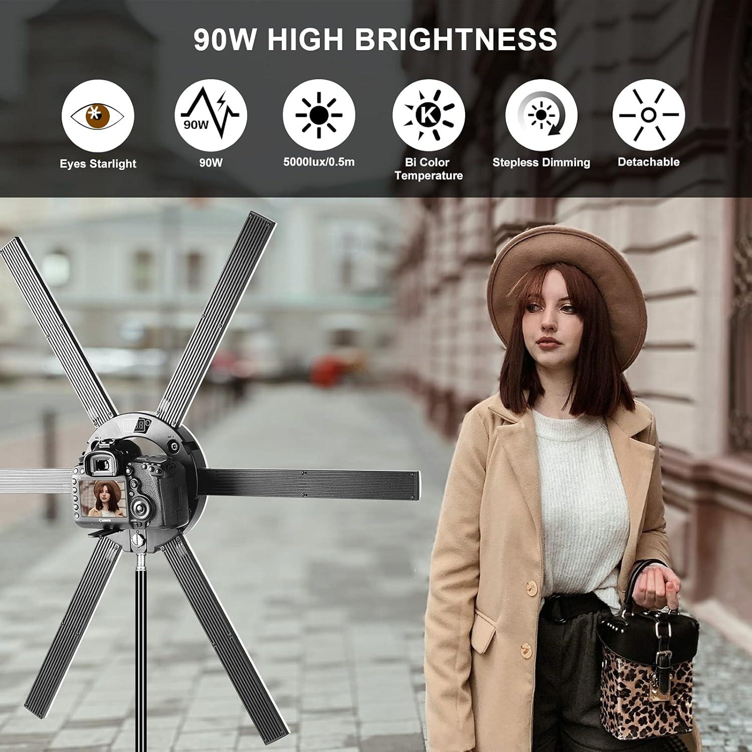 Kit de Luz Circular LED GVM 90W con Trípode y Barras Ajustables