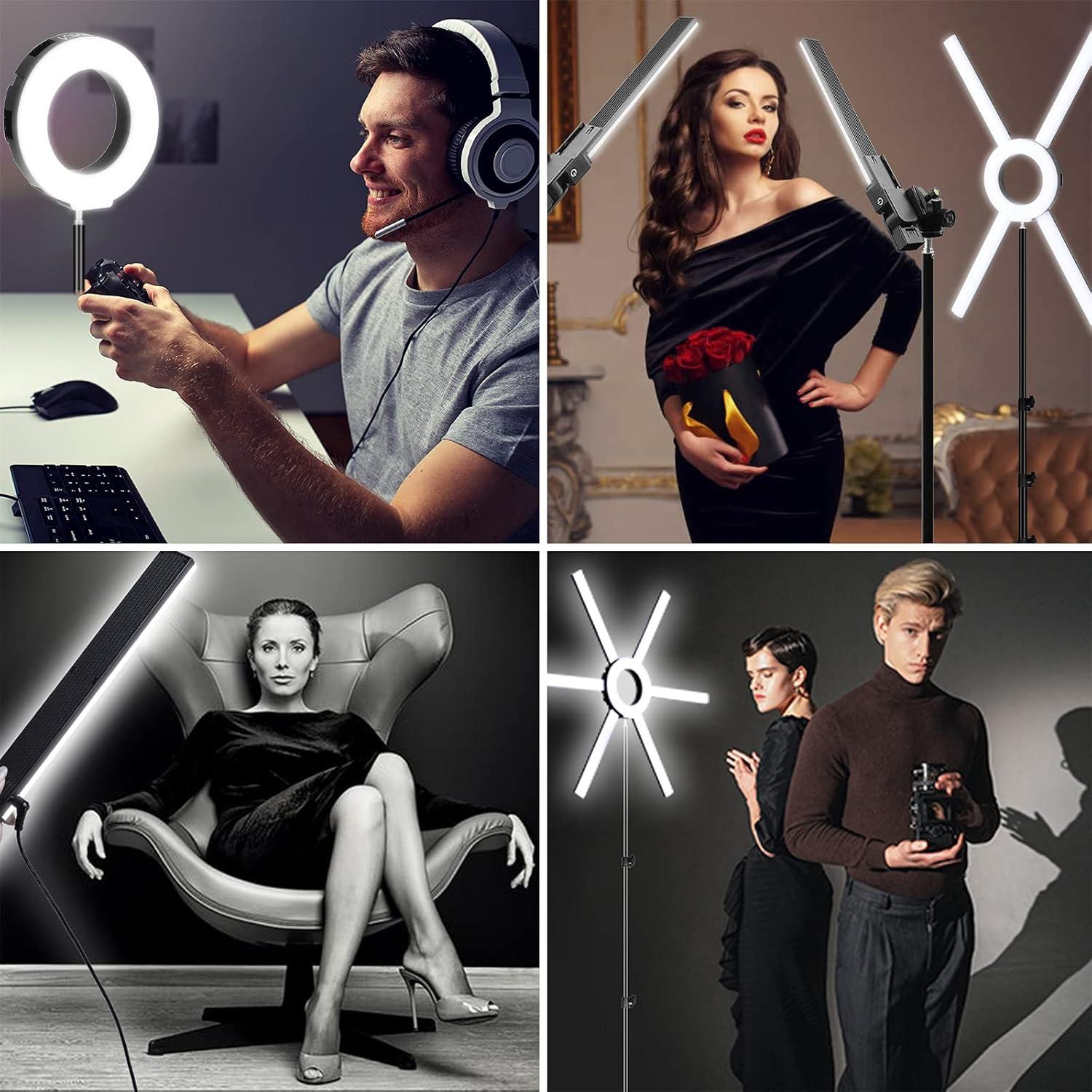 Kit de Luz Circular LED GVM 90W con Trípode y Barras Ajustables