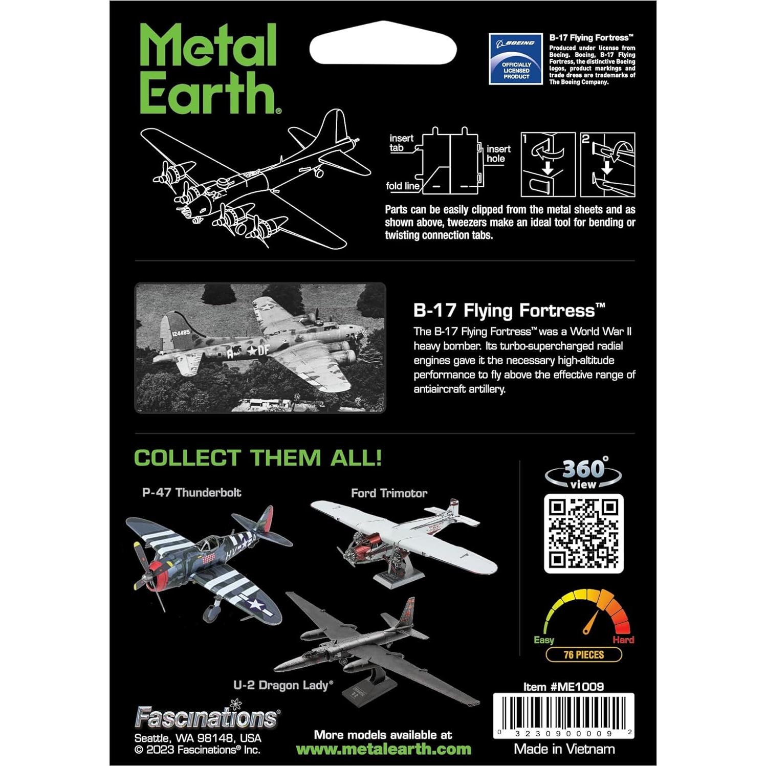 Modelo 3D B-17 Flying Fortress Metal Earth 76 Piezas