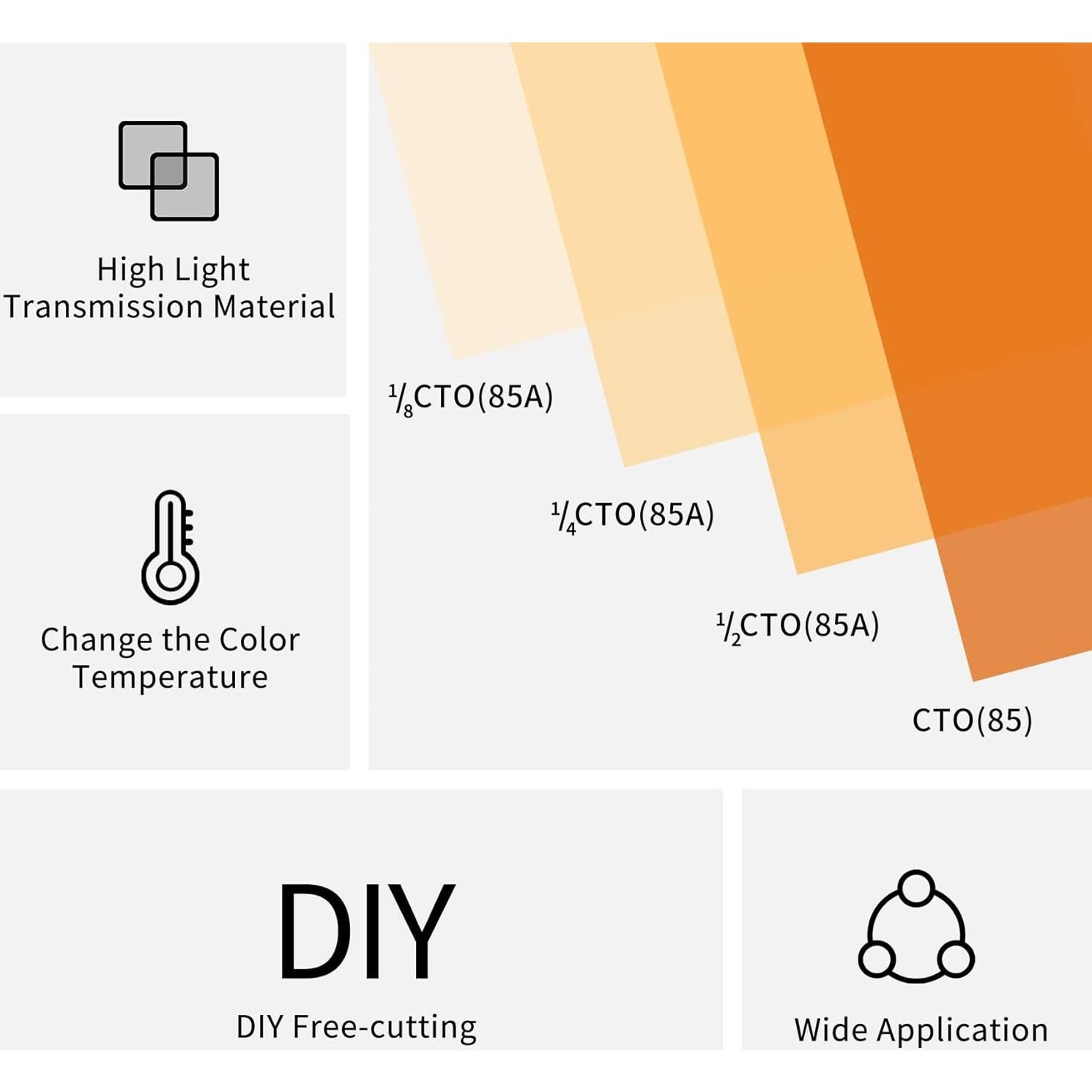 Filtros de Gel de Luz Naranja Meking 40x50 cm - 4 Piezas