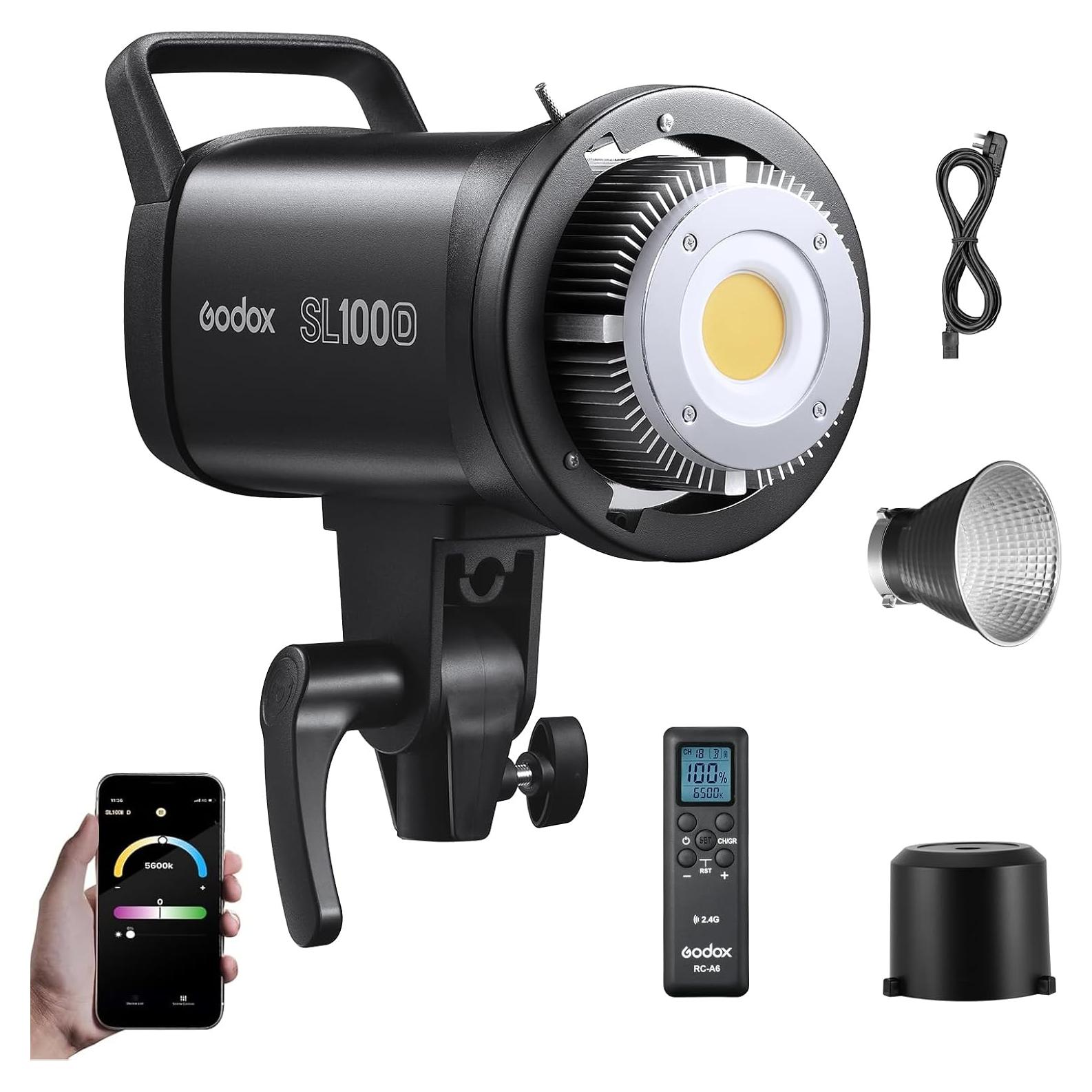 Godox SL100D COB LED Video Light Daylight 100W with RC-A6 Remote 5600K 32100 Lux CRI 96+ TLCI 97+ 8 Light FX Bowens Mount Continuous Light(SL100-D)