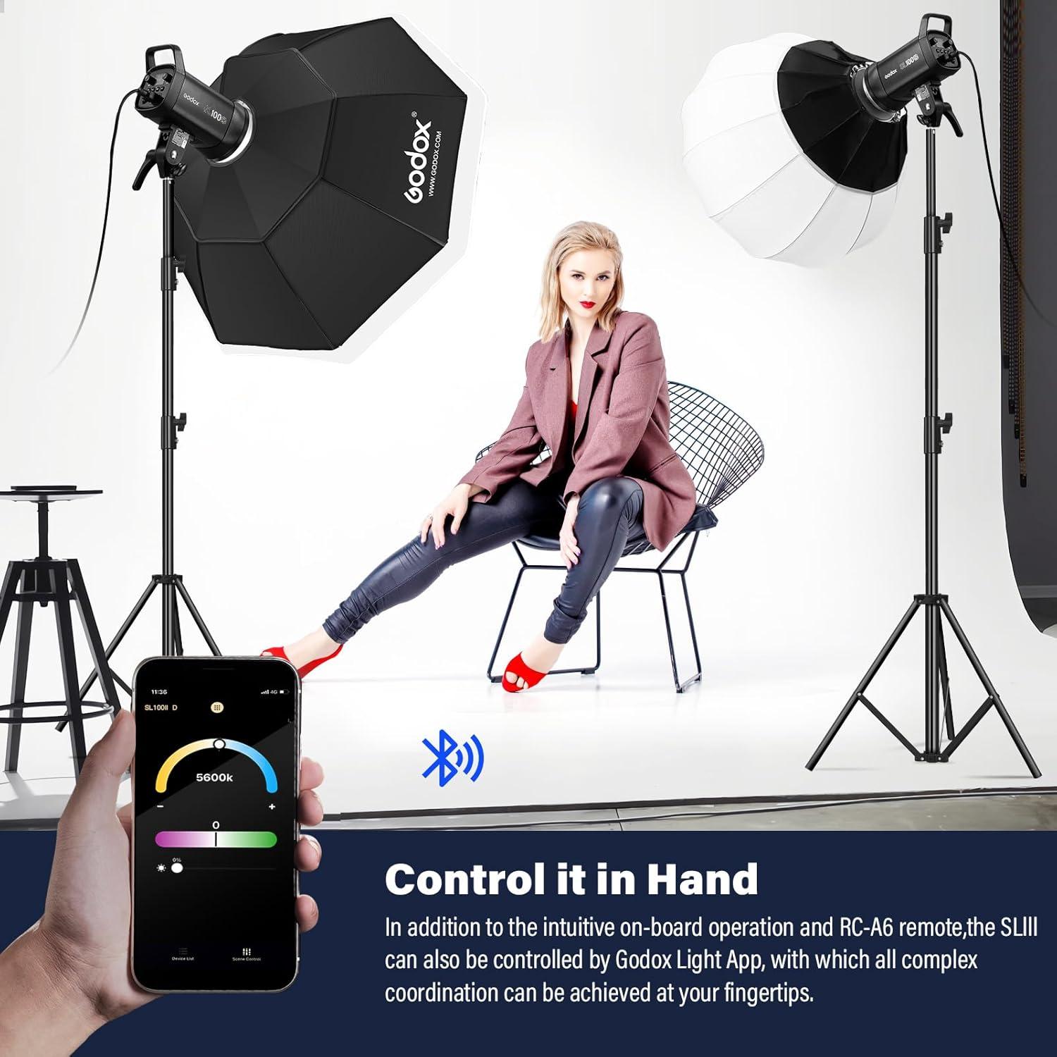 Godox SL100D COB LED Video Light Daylight 100W with RC-A6 Remote 5600K 32100 Lux CRI 96+ TLCI 97+ 8 Light FX Bowens Mount Continuous Light(SL100-D)