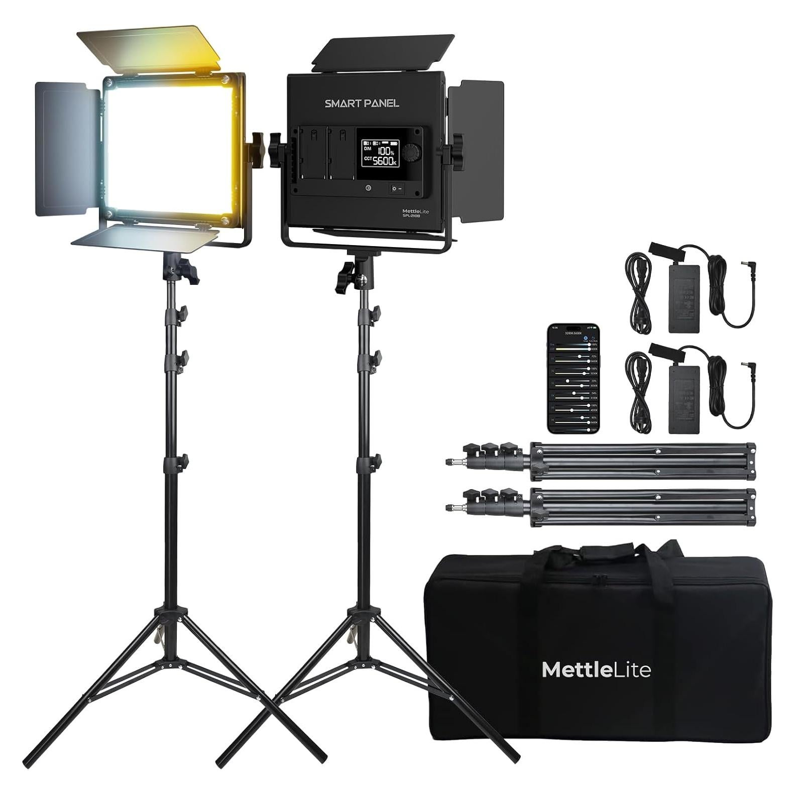 Kit de 2 Luces LED Bi Color Mettlelite SPL210B con Control APP