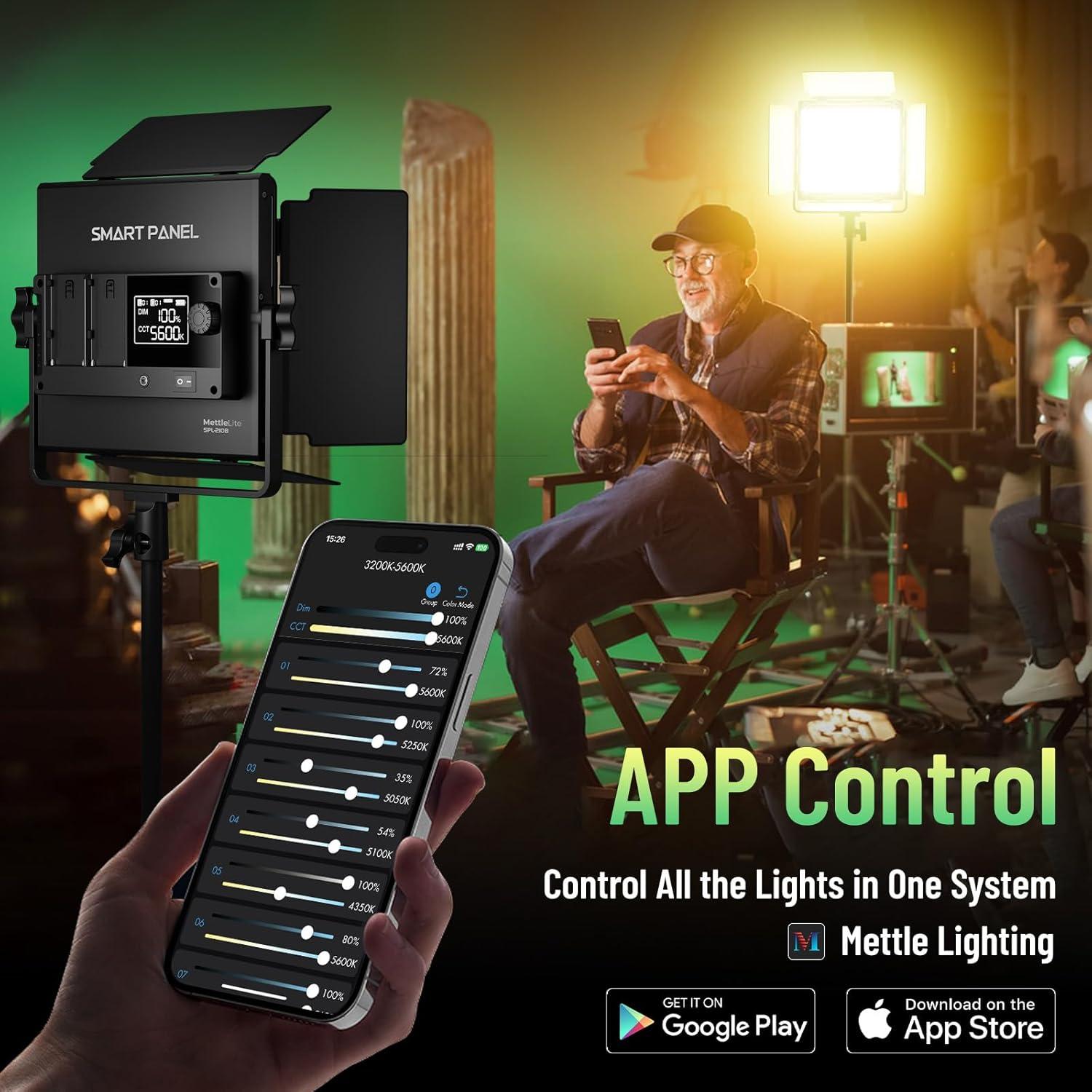 Kit de 2 Luces LED Bi Color Mettlelite SPL210B con Control APP
