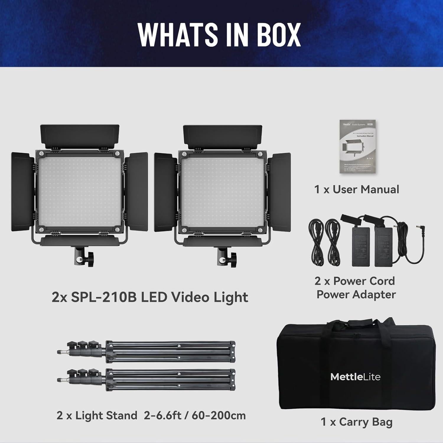 Kit de 2 Luces LED Bi Color Mettlelite SPL210B con Control APP