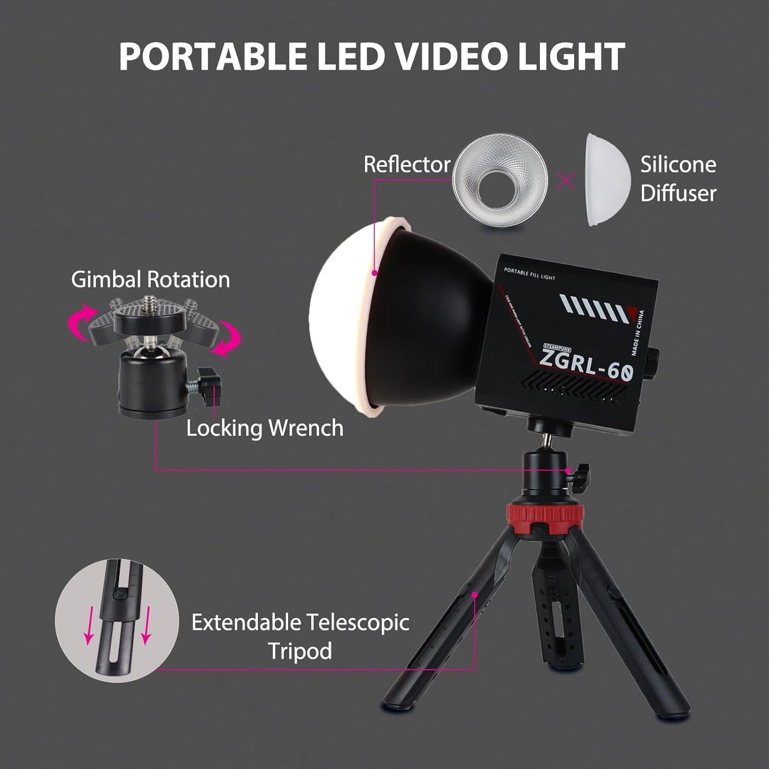 Luz de Video LED Portátil WBLOOMSI 60W Batería 8000mAh