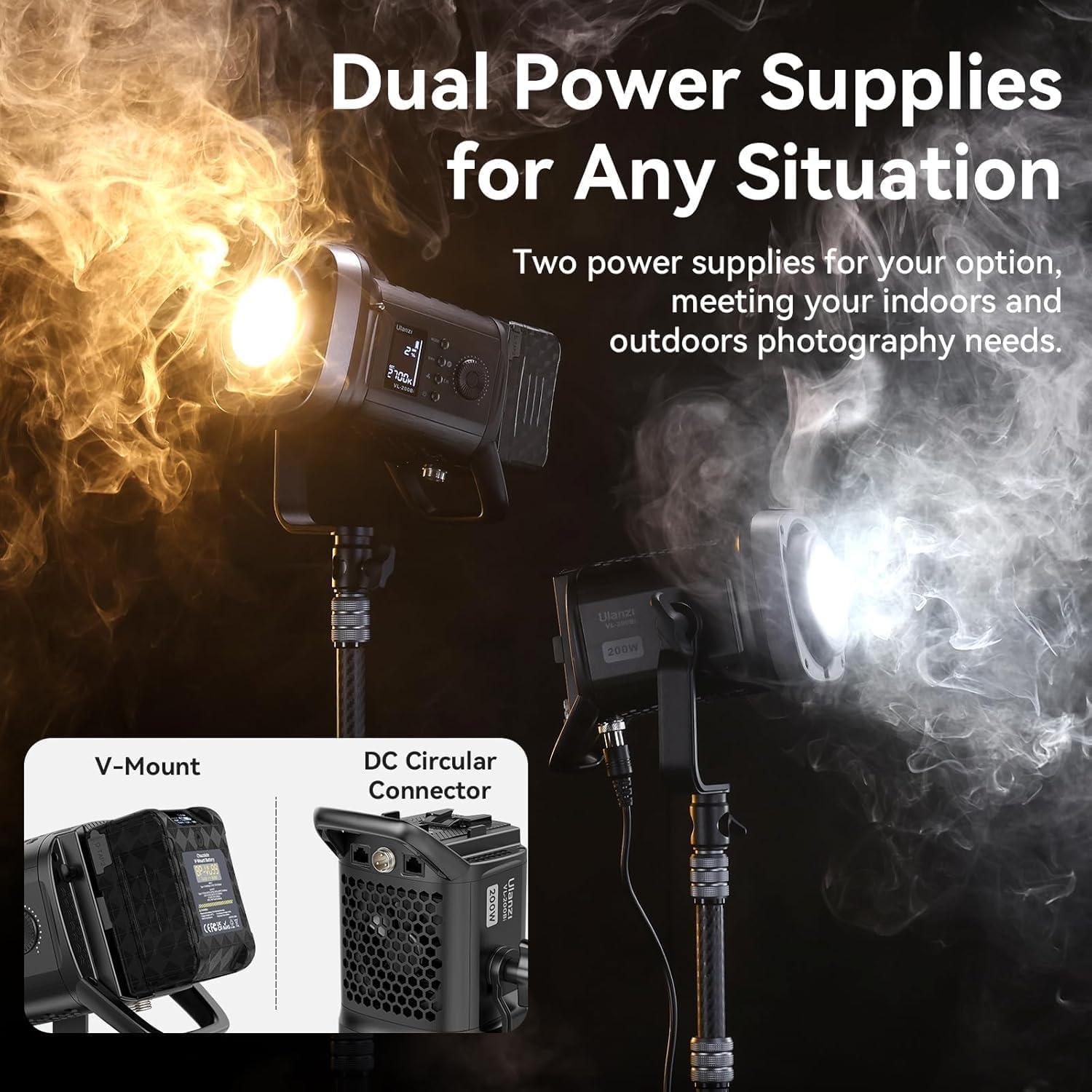 Luz de Video ULANZI VL-200Bi 200W LED Bi-Color Control APP