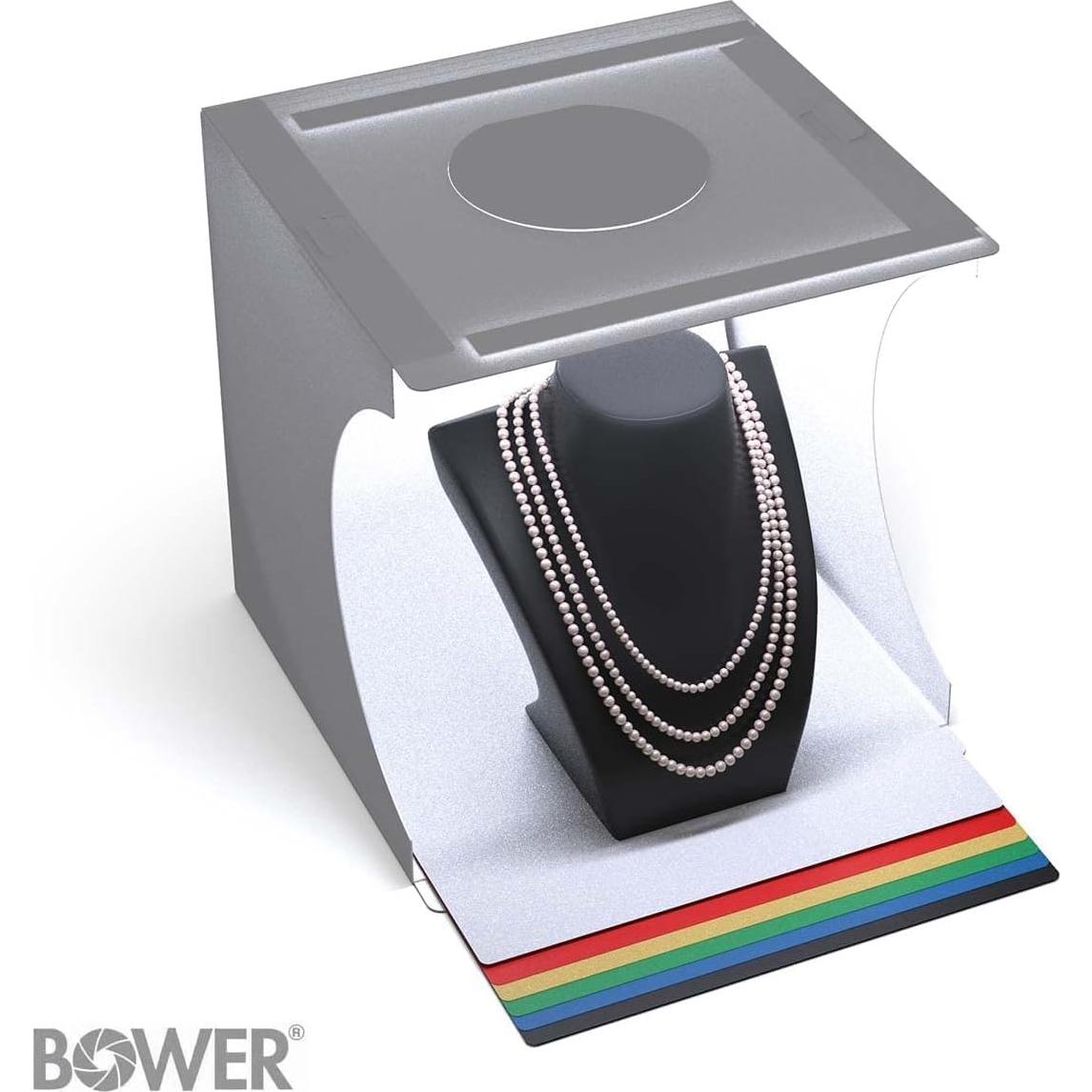 Kit Estudio Fotográfico Portátil Bower 9" con 2 LED y 6 Fondos