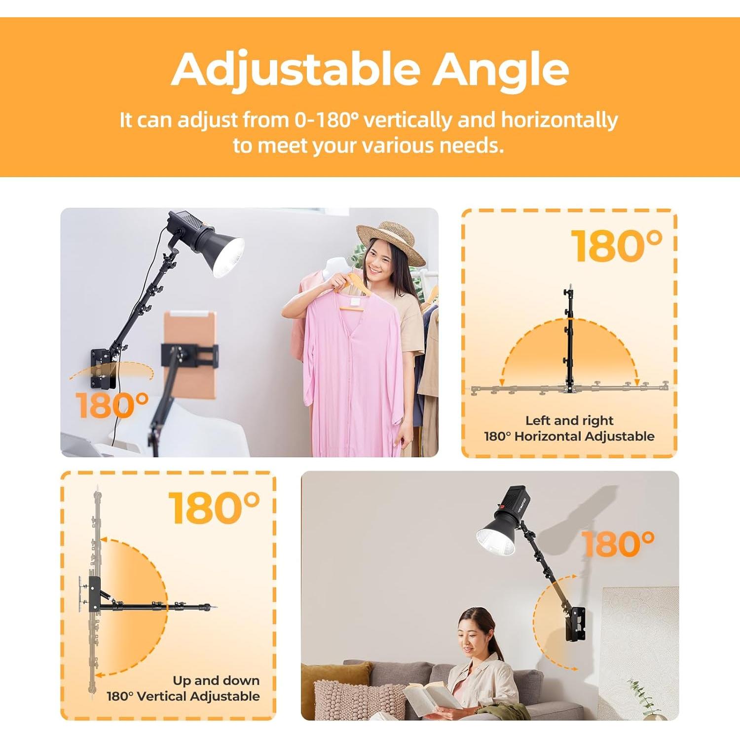 Soporte de Pared para Luz de Anillo AMBITFUL 110cm Ajustable