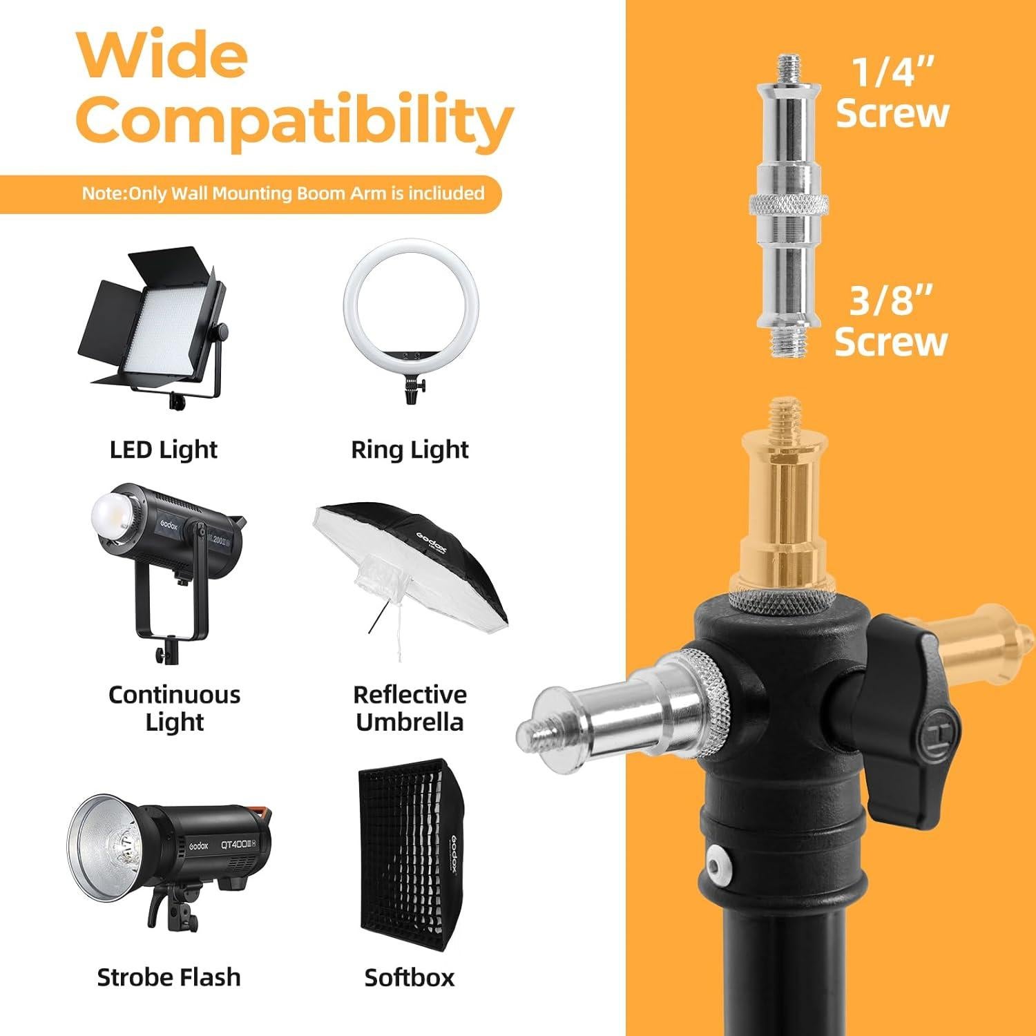 Soporte de Pared para Luz de Anillo AMBITFUL 110cm Ajustable